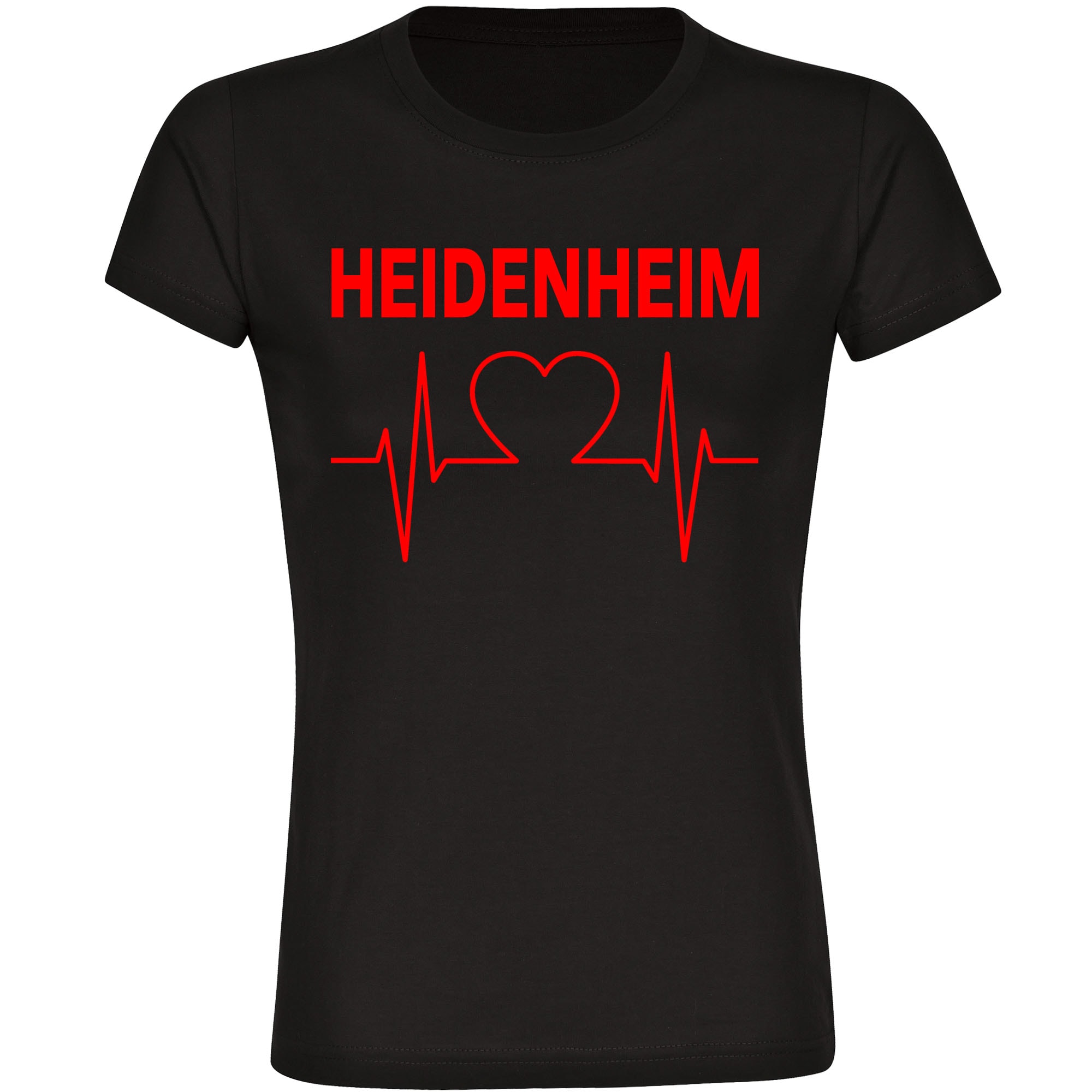 multifanshop Damen T-Shirt - Heidenheim - Herzschlag - Druck rot - Frauen 