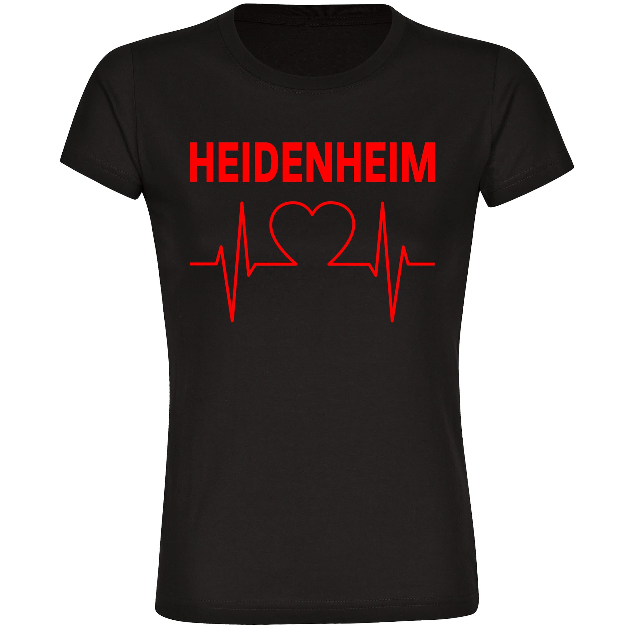 multifanshop Damen T-Shirt - Heidenheim - Herzschlag - Druck rot - Frauen 