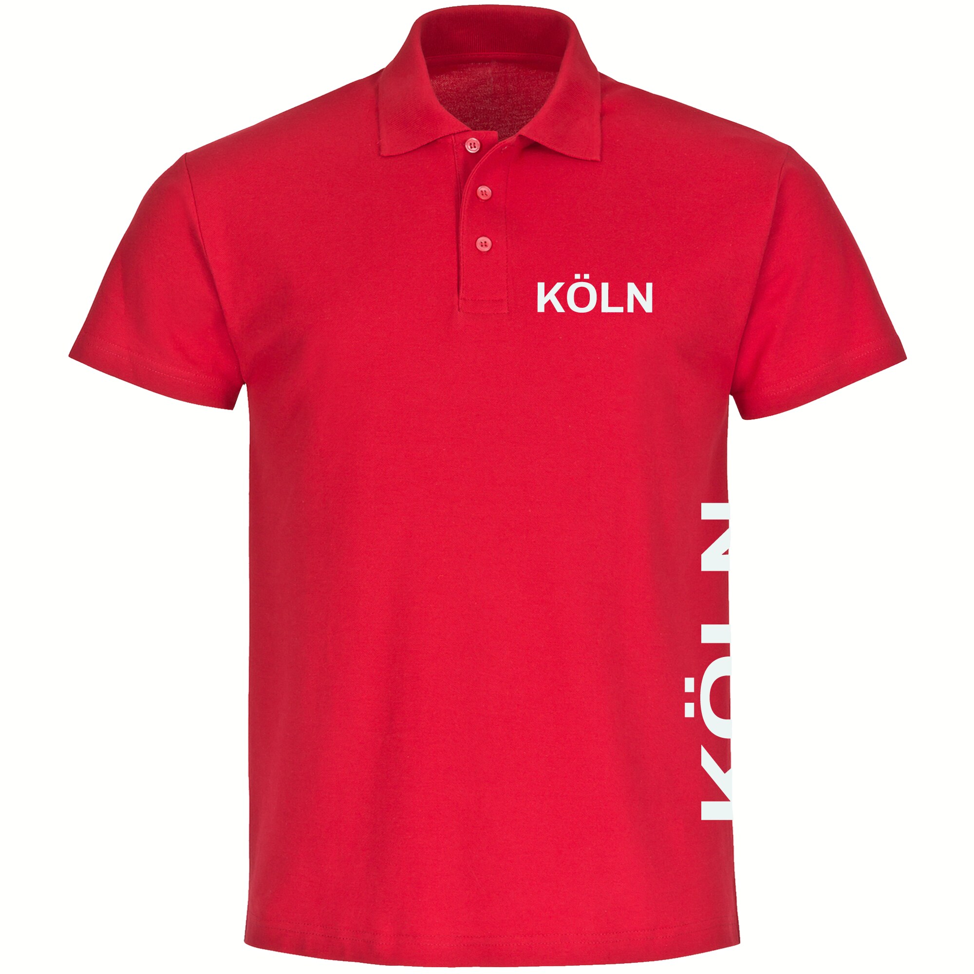 multifanshop Poloshirt - K&ouml;ln - Brust & Seite - Druck wei&szlig; - Polo 