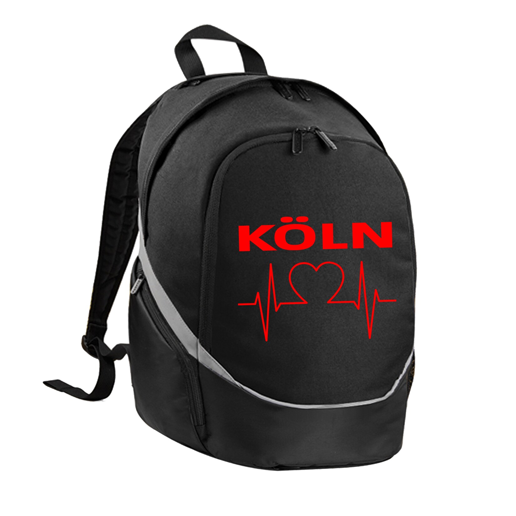Rucksack - Köln - Herzschlag - Druck rot - Tasche