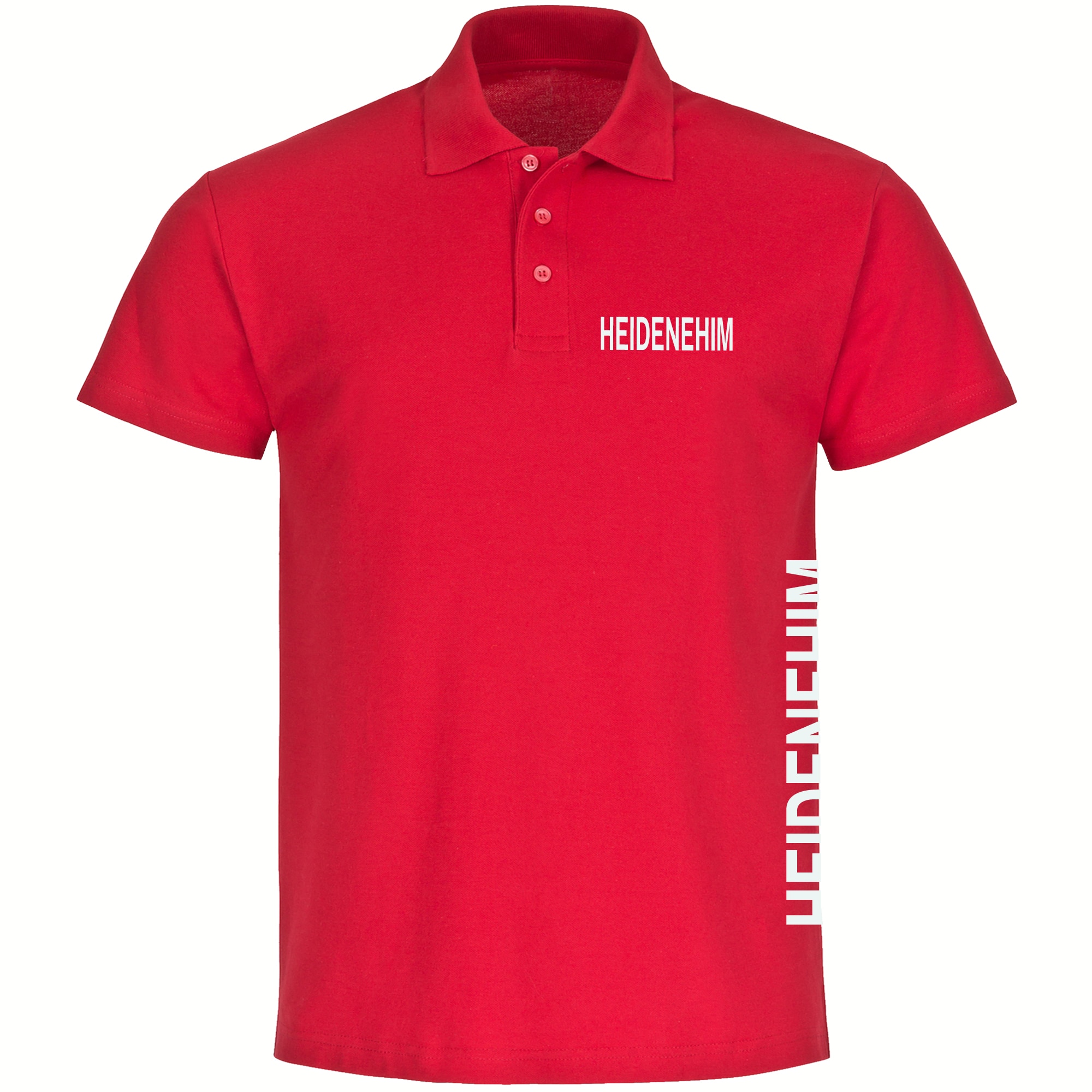 multifanshop Poloshirt - Heidenheim - Brust & Seite - Druck wei&szlig; - Polo 