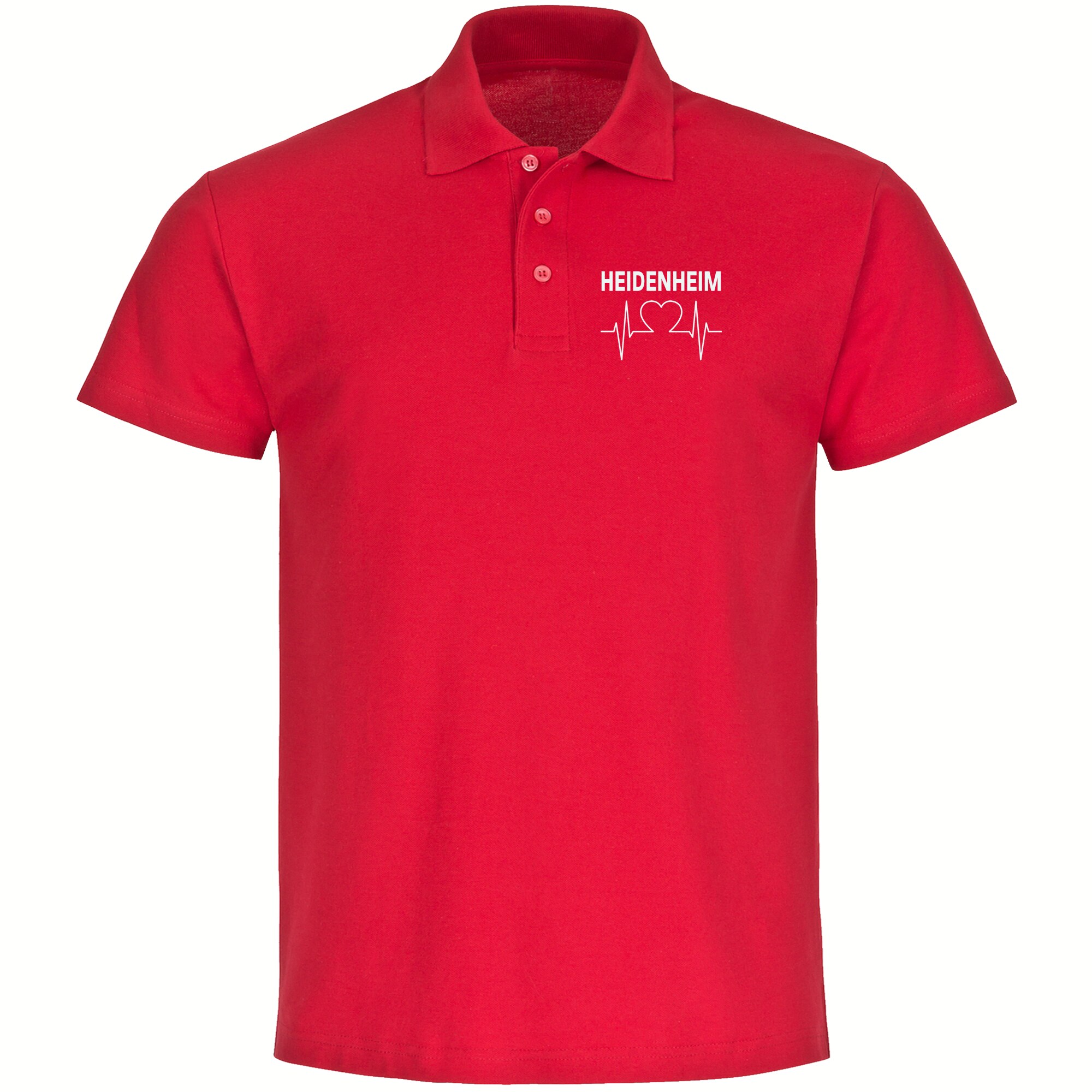 multifanshop Poloshirt - Heidenheim - Herzschlag - Druck wei&szlig; - Polo 