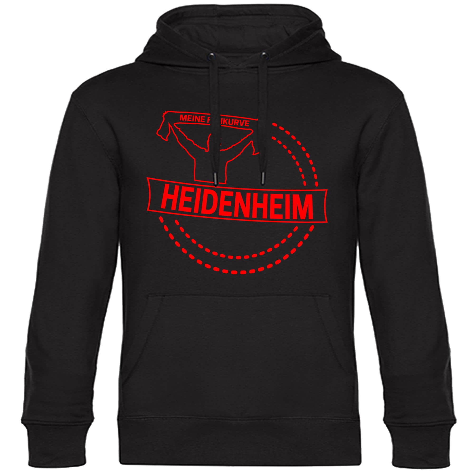 multifanshop Kapuzen Sweatshirt - Heidenheim - Meine Fankurve - Druck rot - Hoodie 