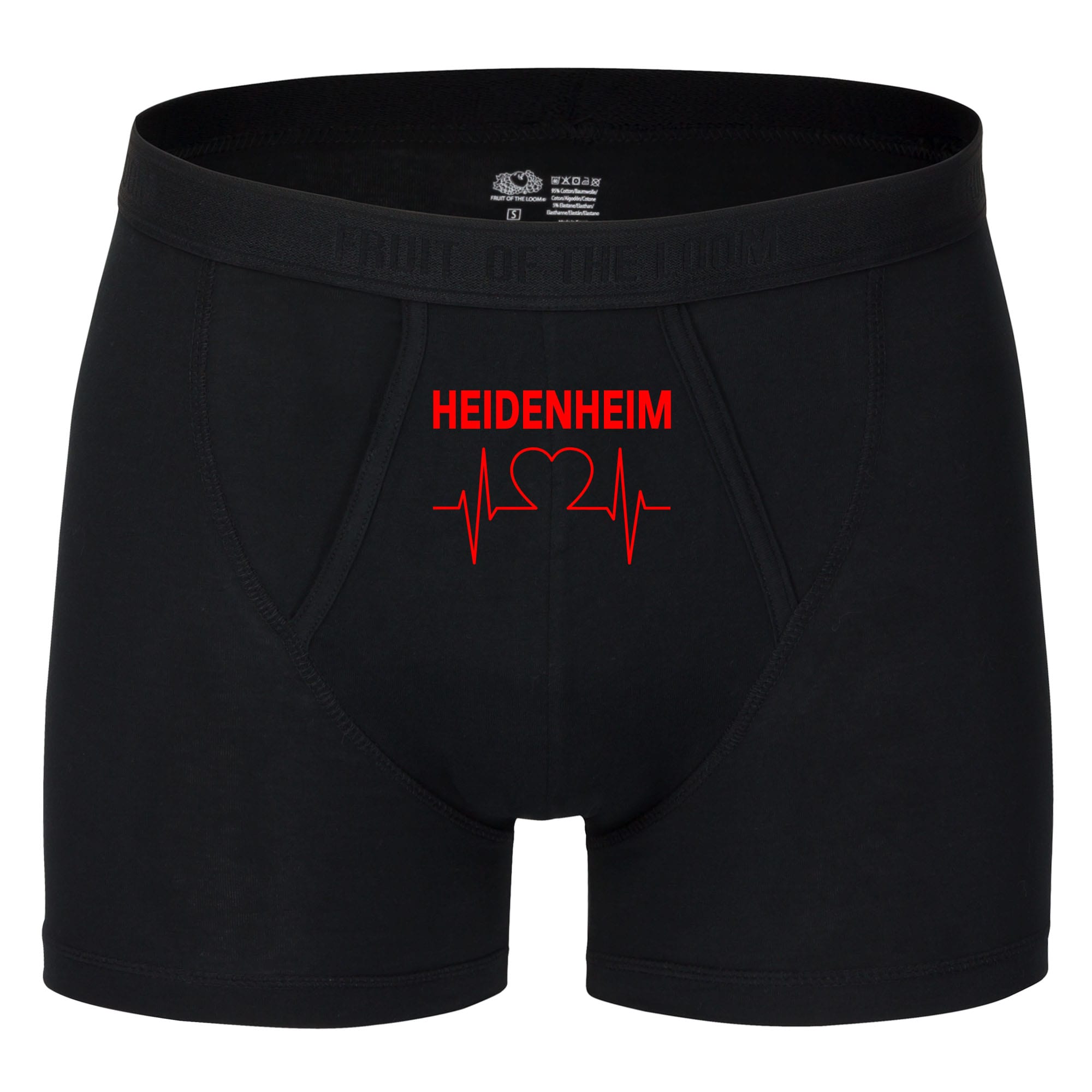 multifanshop Herren Boxer Short - Heidenheim - Herzschlag - Druck rot - Unterw&auml;sche 
