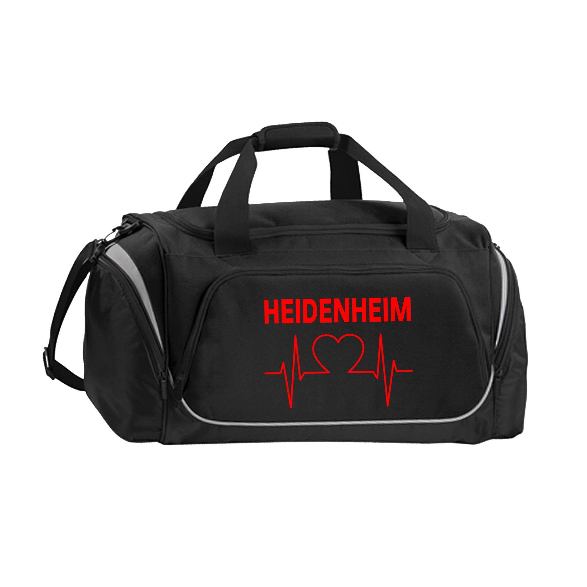 multifanshop Sporttasche - Heidenheim - Herzschlag - Druck rot - Tasche 