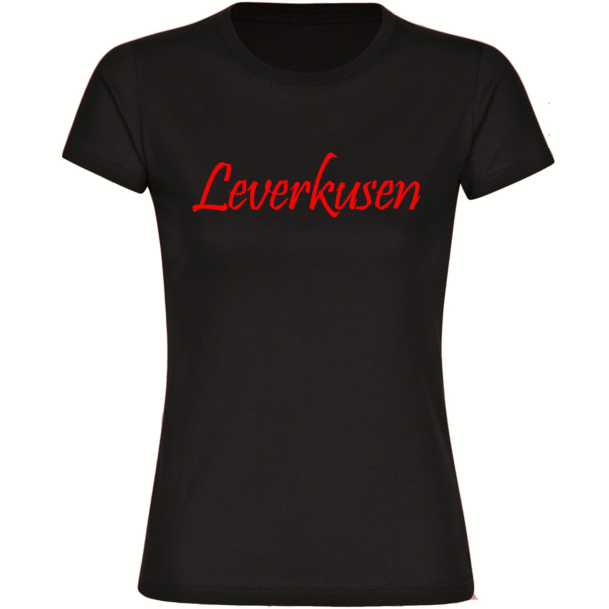 multifanshop Damen T-Shirt - Leverkusen - Schriftzug - Druck rot - Frauen 