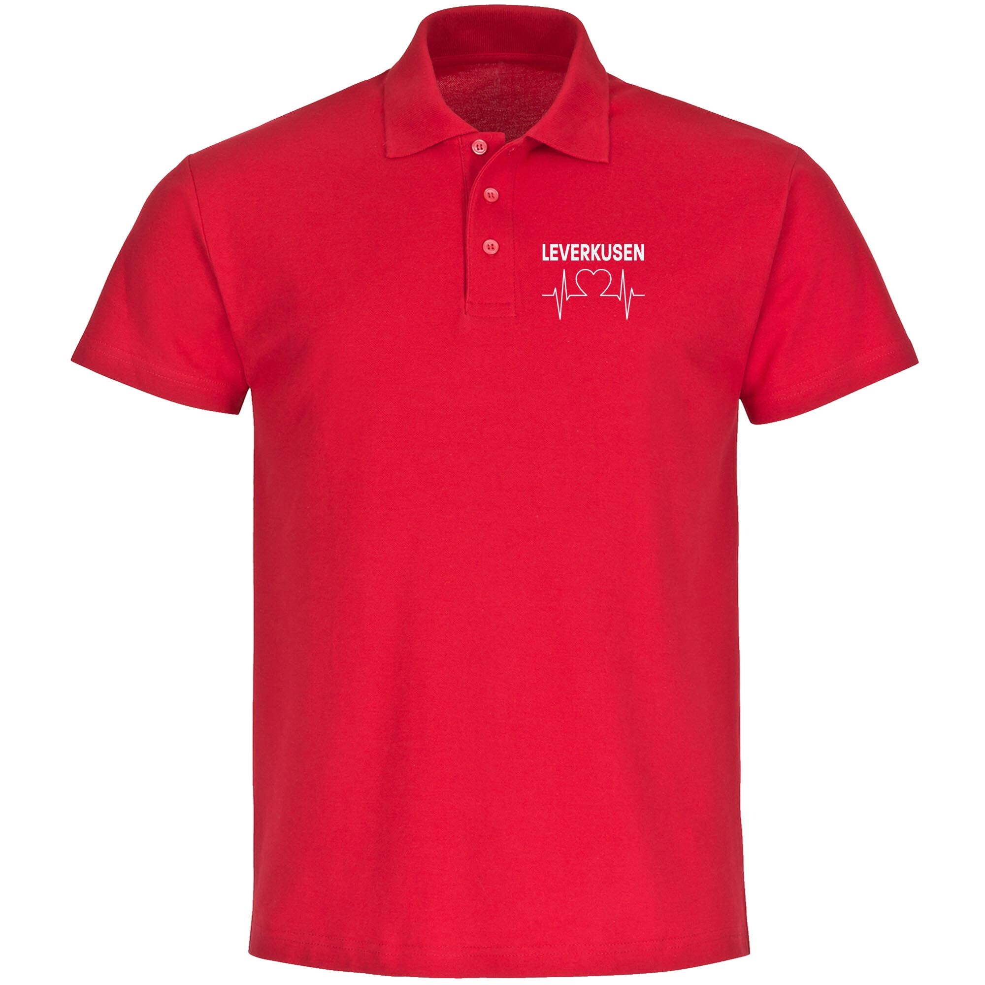 multifanshop Poloshirt - Leverkusen - Herzschlag - Druck wei&szlig; - Polo 