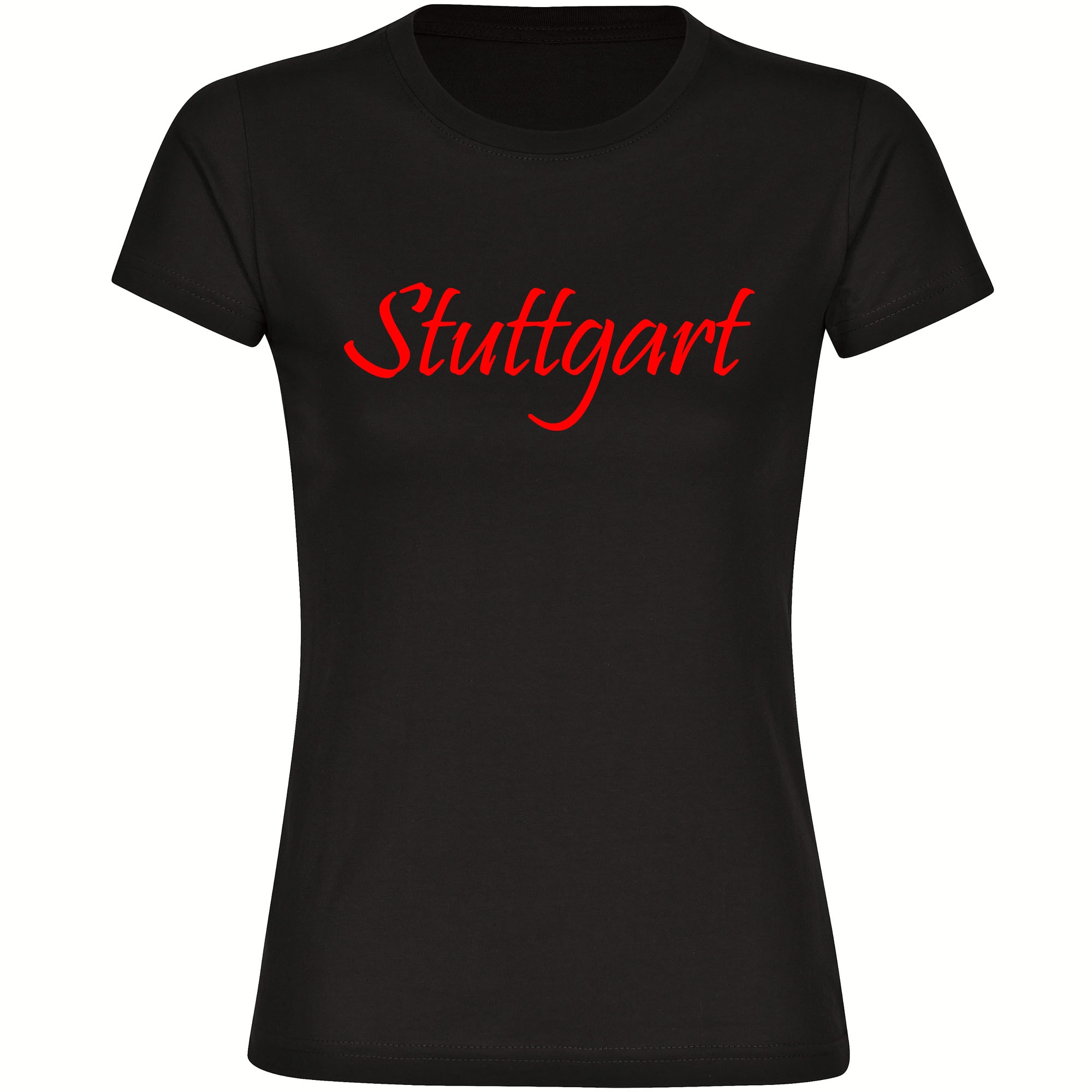 multifanshop Damen T-Shirt - Stuttgart - Schriftzug - Druck rot - Frauen 