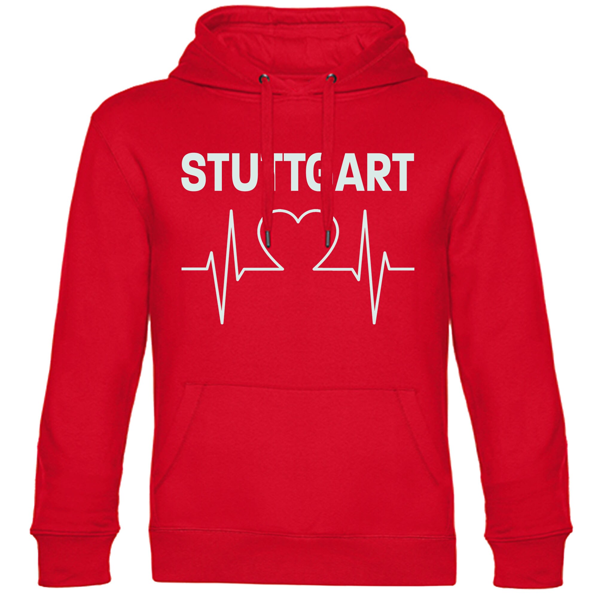 multifanshop Kapuzen Sweatshirt - Stuttgart - Herzschlag - Druck wei&szlig; - Hoodie 