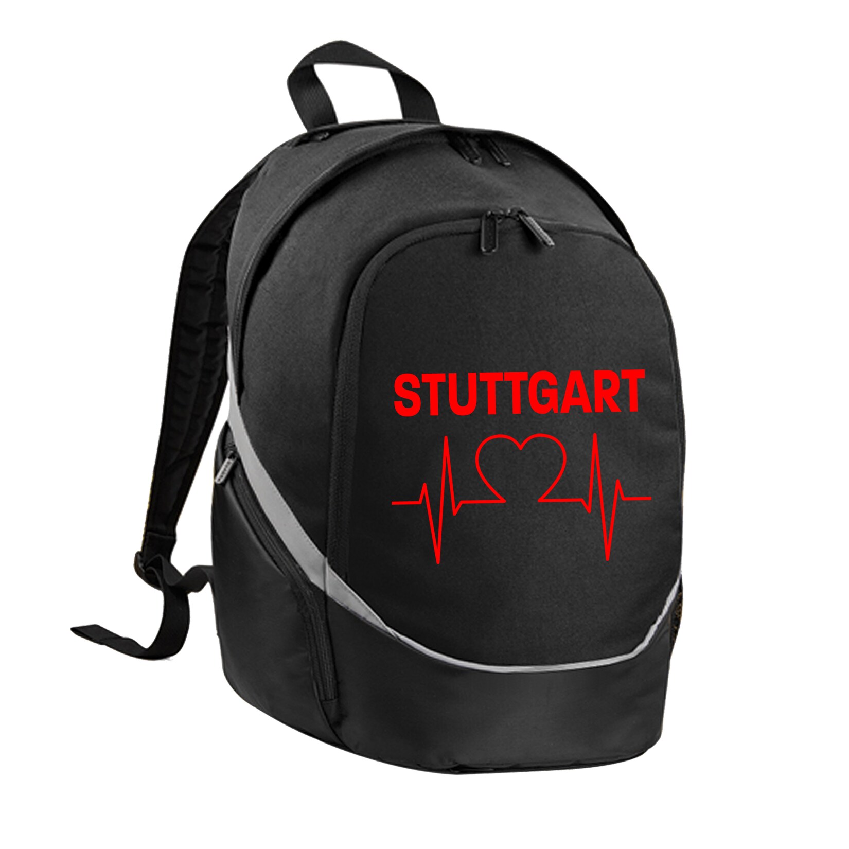 Rucksack - Stuttgart - Herzschlag - Druck rot - Tasche