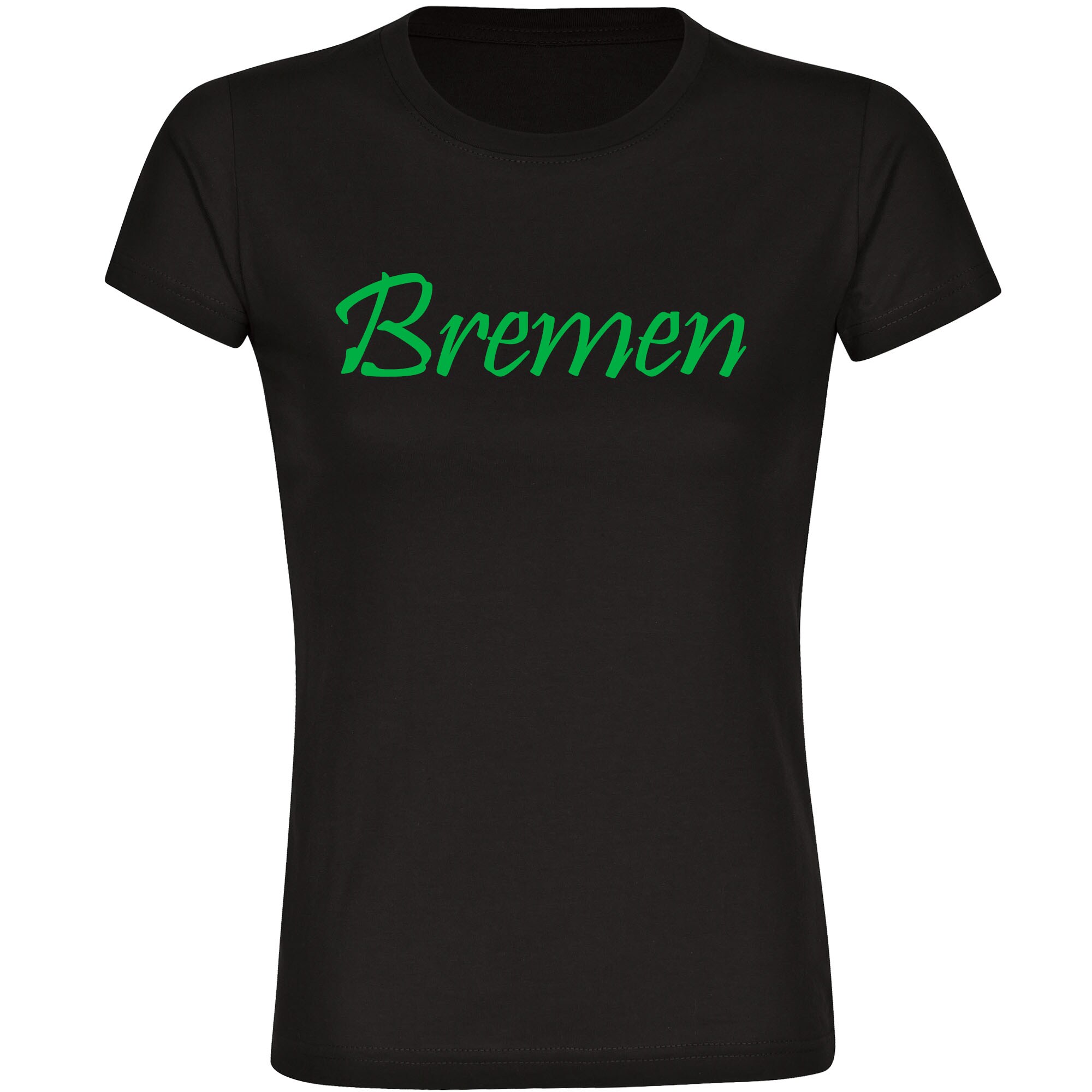 multifanshop Damen T-Shirt - Bremen - Schriftzug - Druck gr&uuml;n - Frauen 
