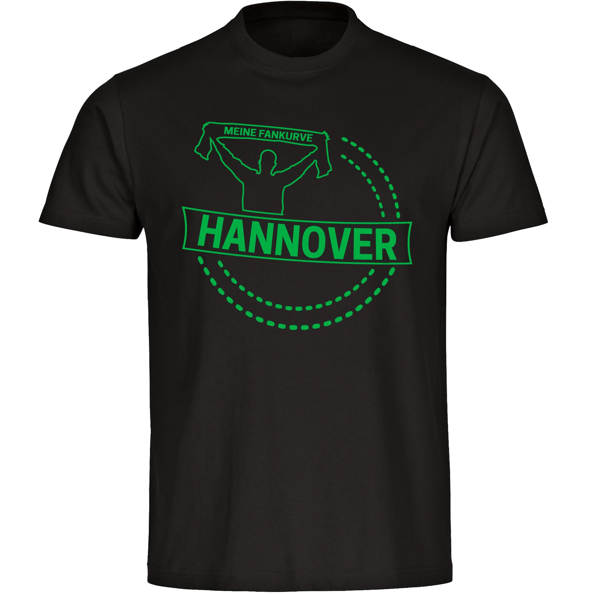 multifanshop Herren T-Shirt - Hannover - Meine Fankurve - Druck gr&uuml;n - M&auml;nner 