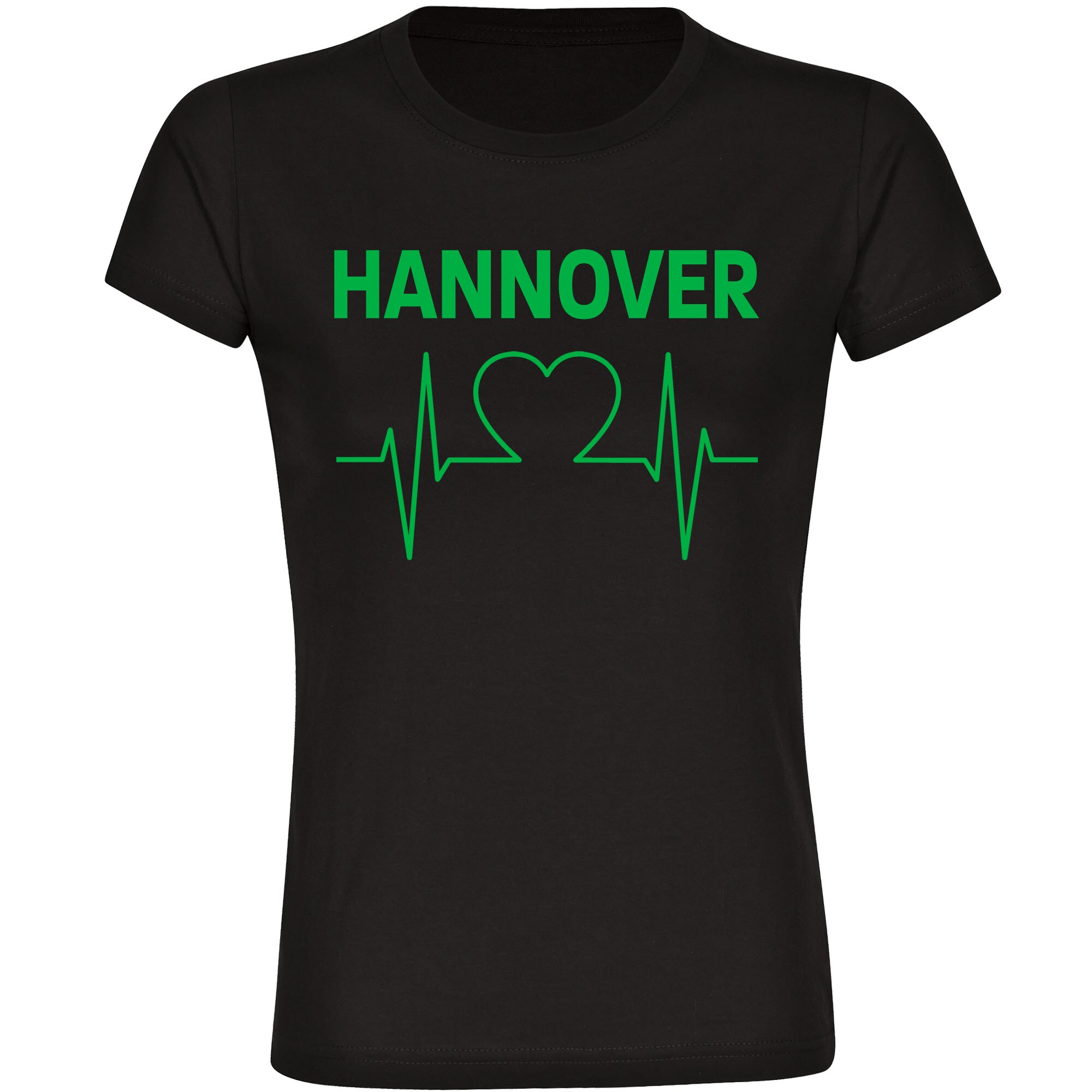 multifanshop Damen T-Shirt - Hannover - Herzschlag - Druck gr&uuml;n - Frauen 