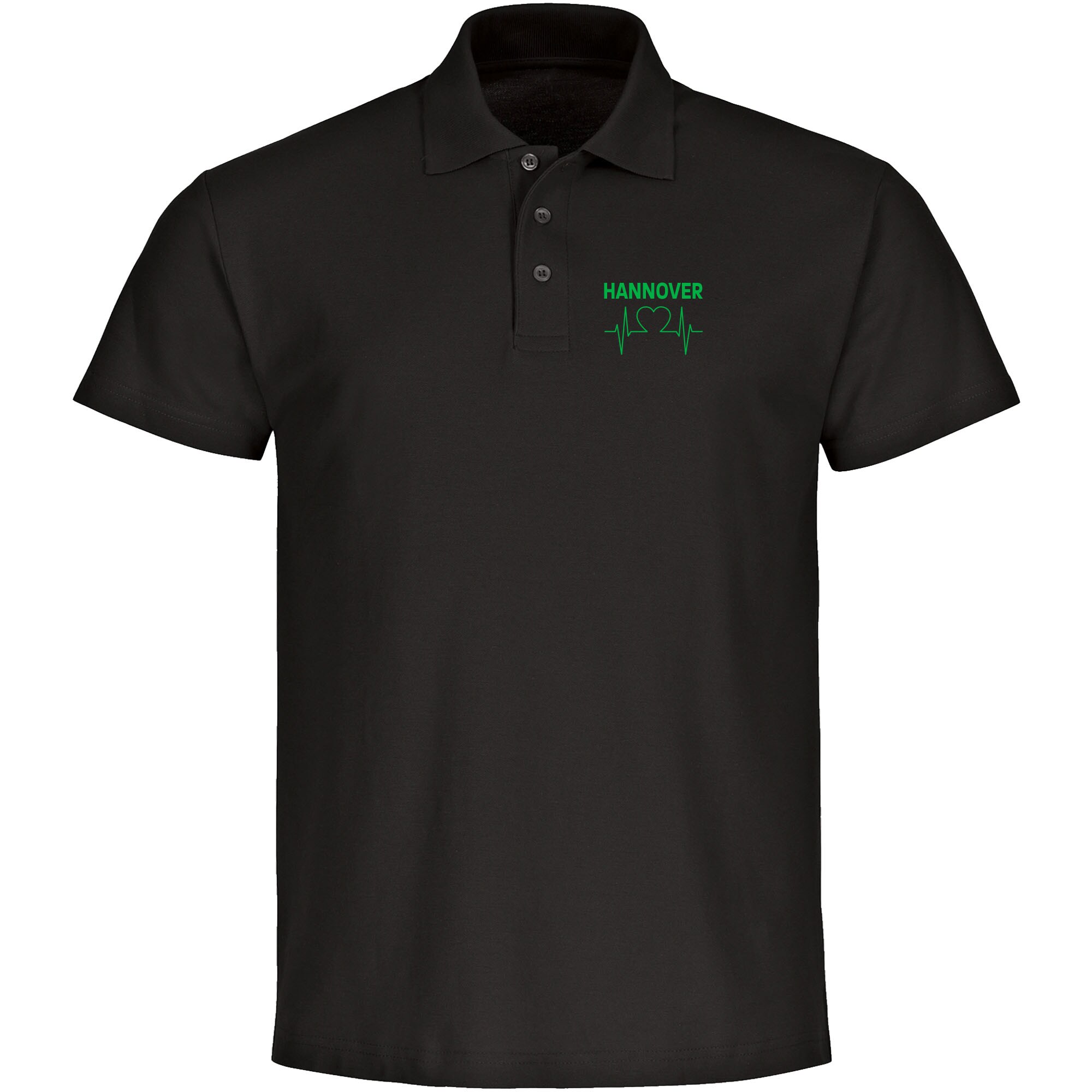 multifanshop Poloshirt - Hannover - Herzschlag - Druck gr&uuml;n - Polo 