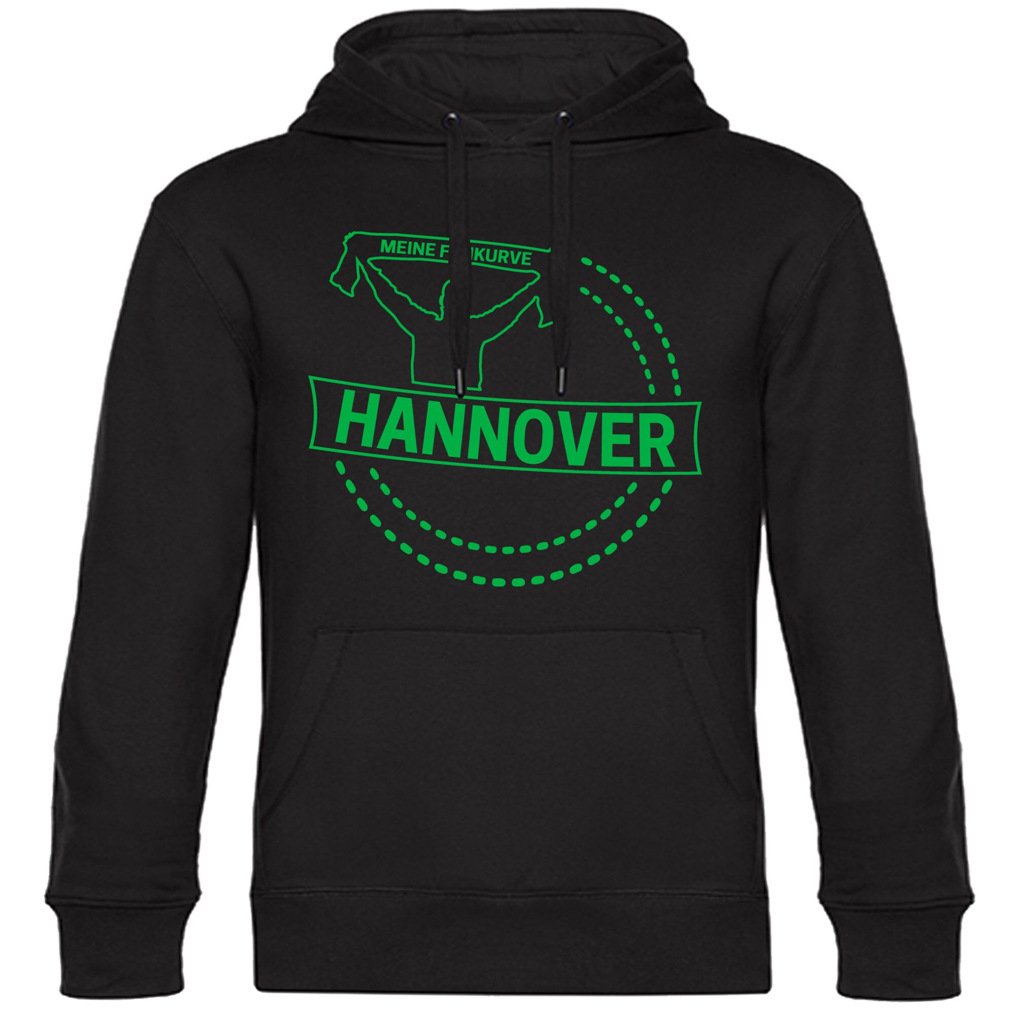 multifanshop Kapuzen Sweatshirt - Hannover - Meine Fankurve - Druck gr&uuml;n - Hoodie 