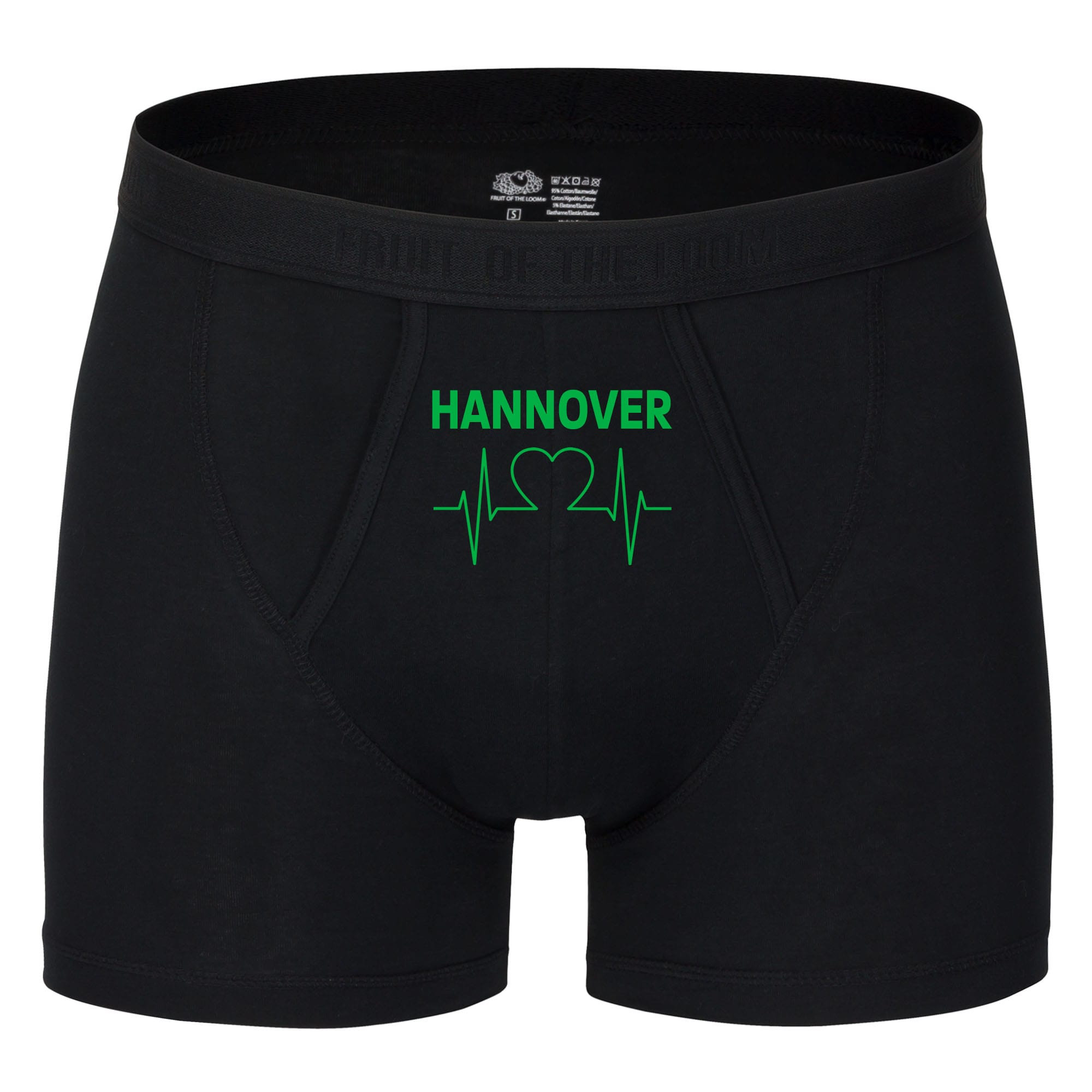 multifanshop Herren Boxer Short - Hannover - Herzschlag - Druck gr&uuml;n - Unterw&auml;sche 
