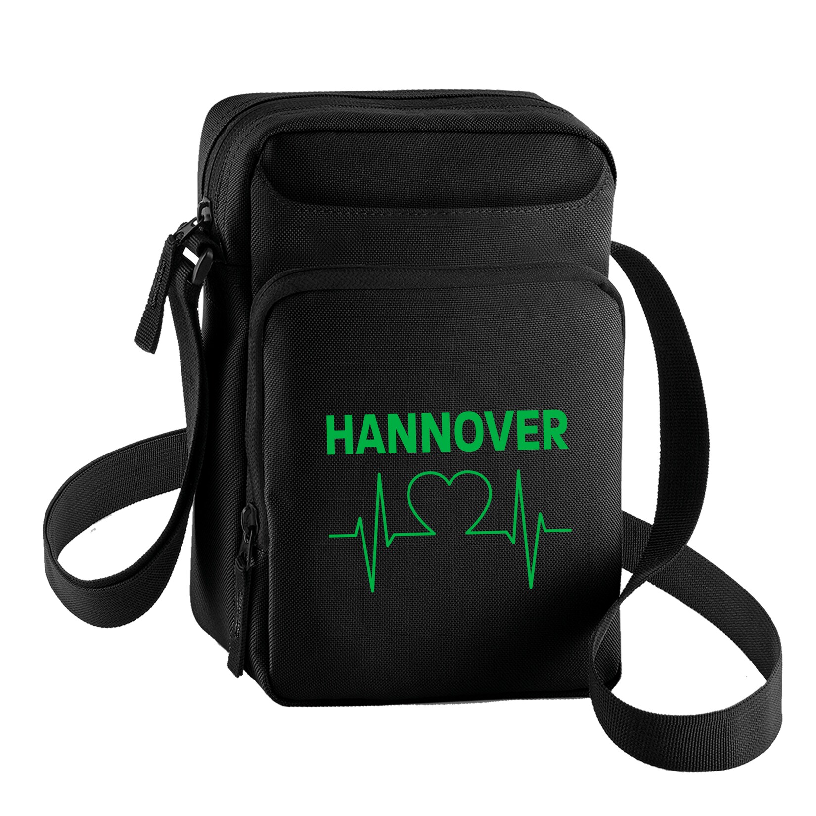 Umhängetasche - Hannover - Herzschlag - Druck grün - Tasche