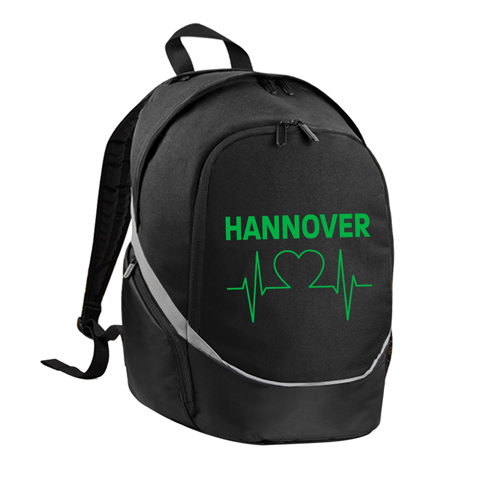 Rucksack - Hannover - Herzschlag - Druck grün - Tasche