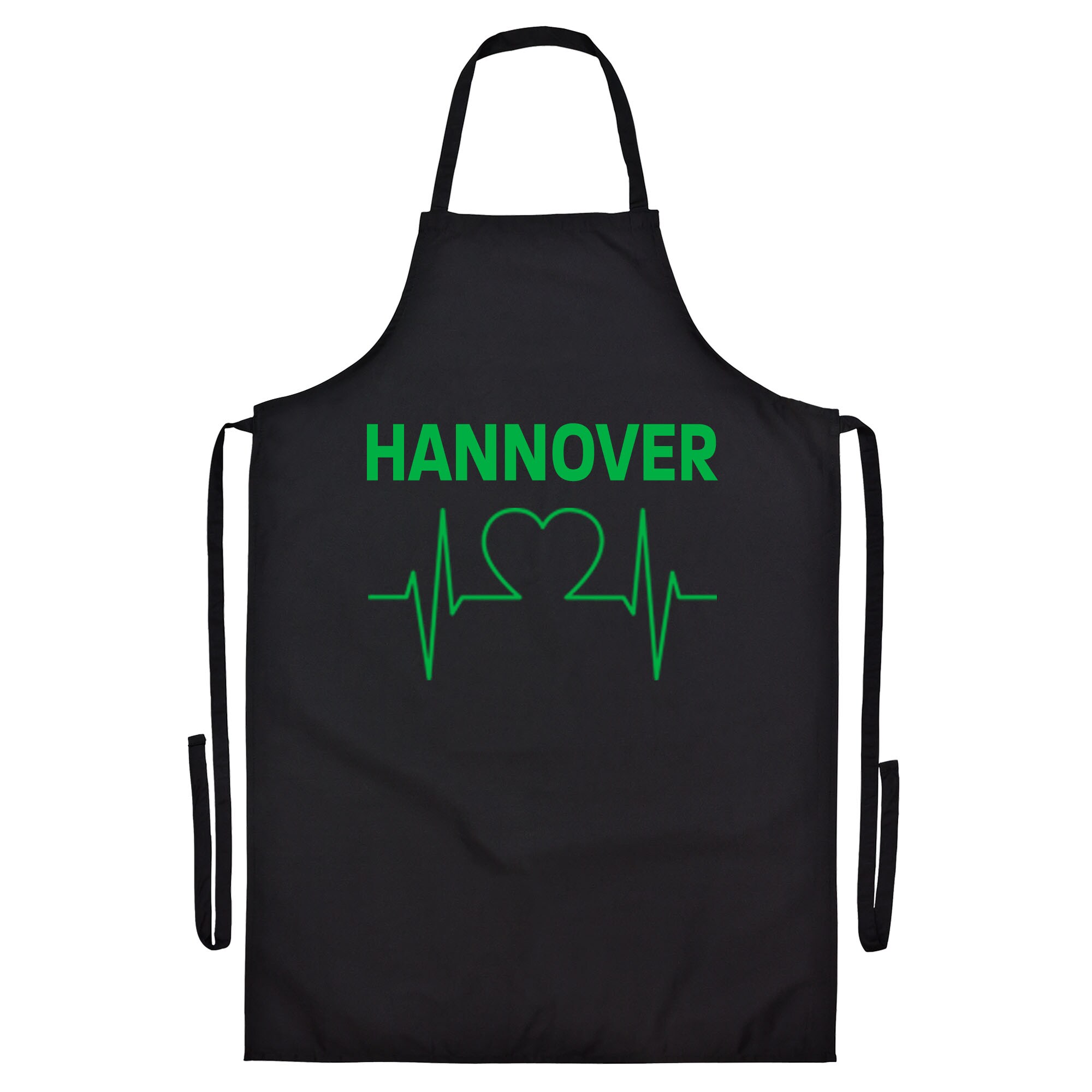 multifanshop Grillsch&uuml;rze - Hannover - Herzschlag - Druck gr&uuml;n - Sch&uuml;rze 
