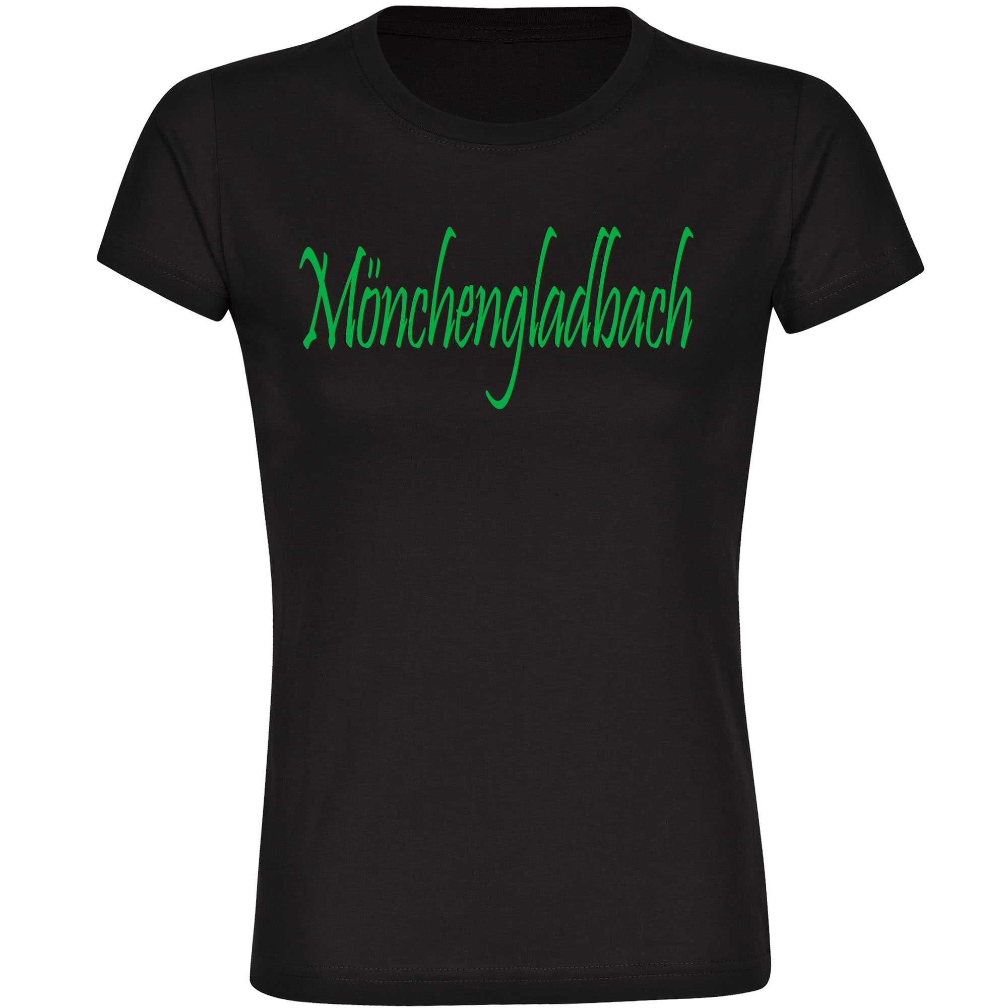 multifanshop Damen T-Shirt - M&ouml;nchengladbach - Schriftzug - Druck gr&uuml;n - Frauen 