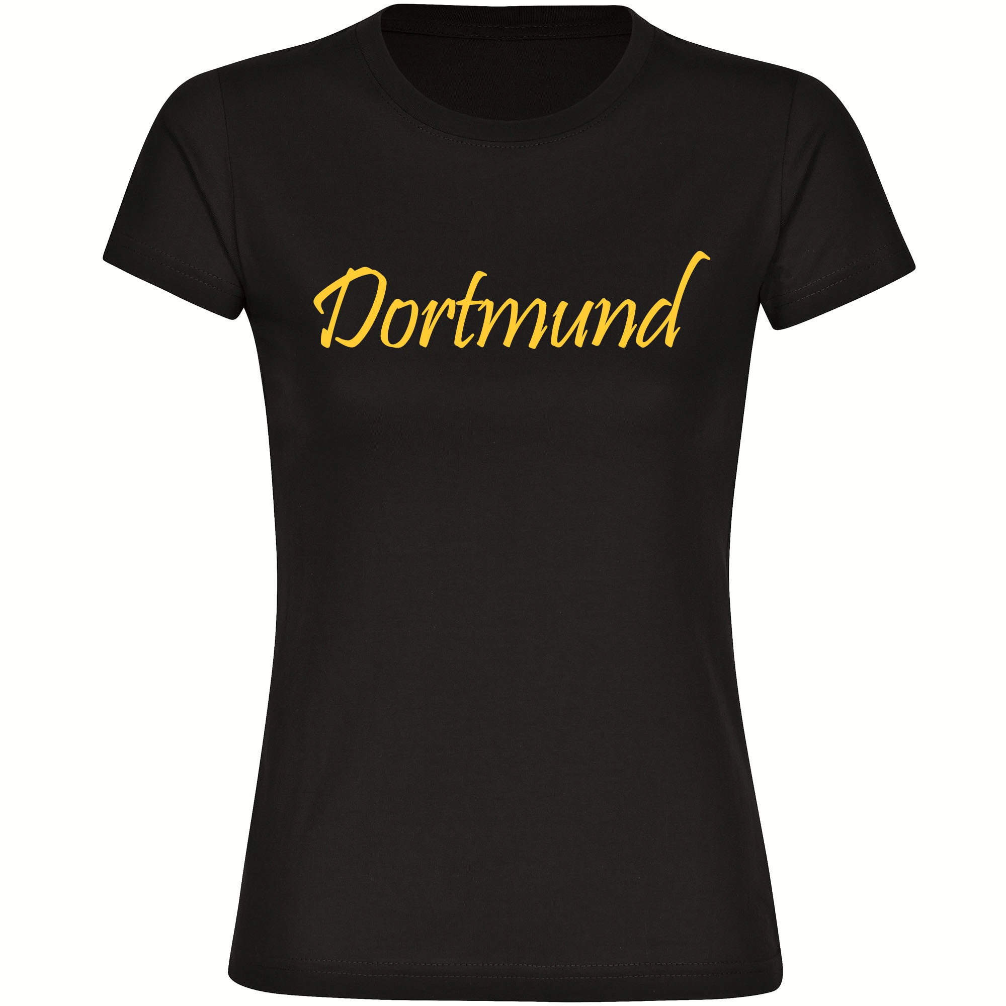multifanshop Damen T-Shirt - Dortmund - Schriftzug - Druck gelb - Frauen 