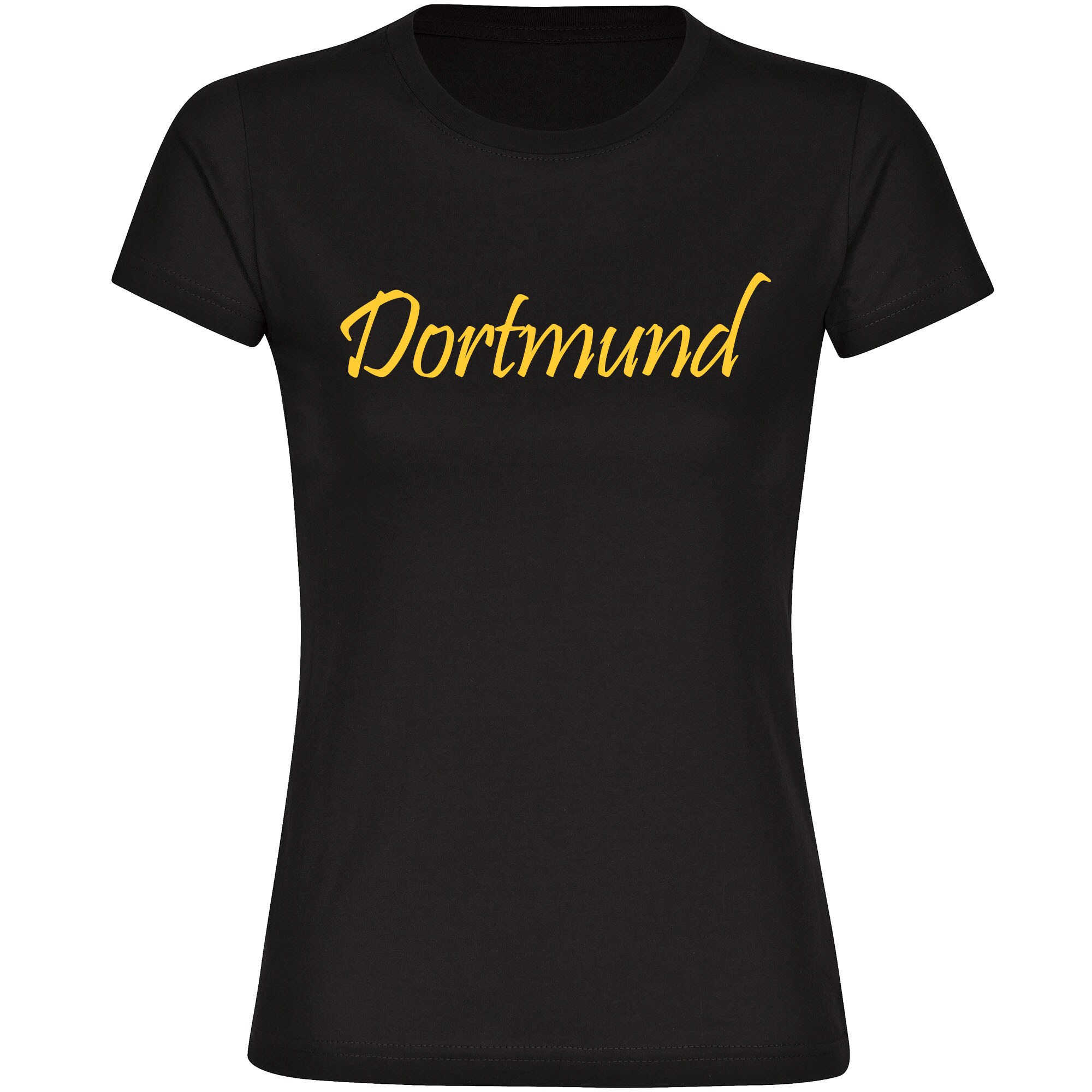 multifanshop Damen T-Shirt - Dortmund - Schriftzug - Druck gelb - Frauen 