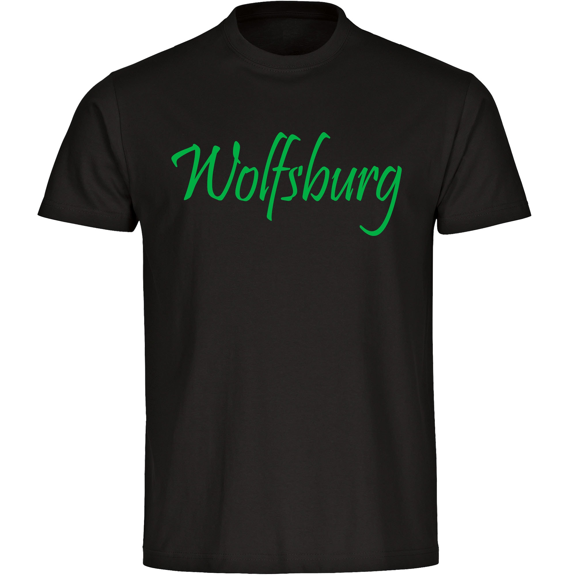 multifanshop Kinder T-Shirt - Wolfsburg - Schriftzug - Druck gr&uuml;n - Kind 