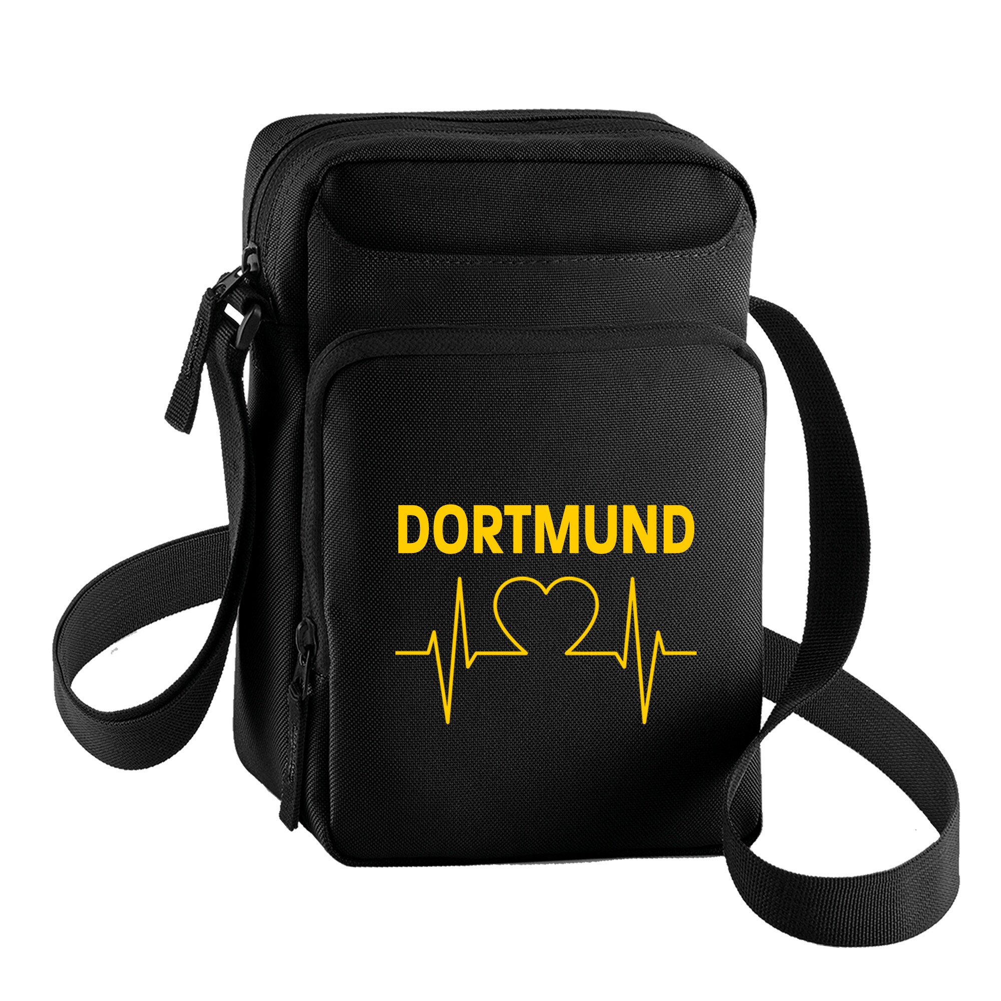 multifanshop Umh&auml;ngetasche - Dortmund - Herzschlag - Druck gelb - Tasche 