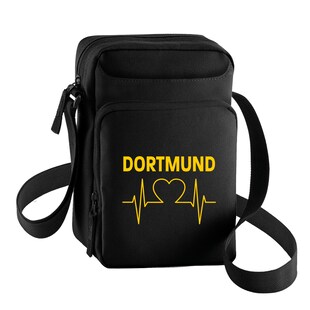 multifanshop Umhängetasche - Dortmund - Herzschlag - Druck gelb - Tasche 