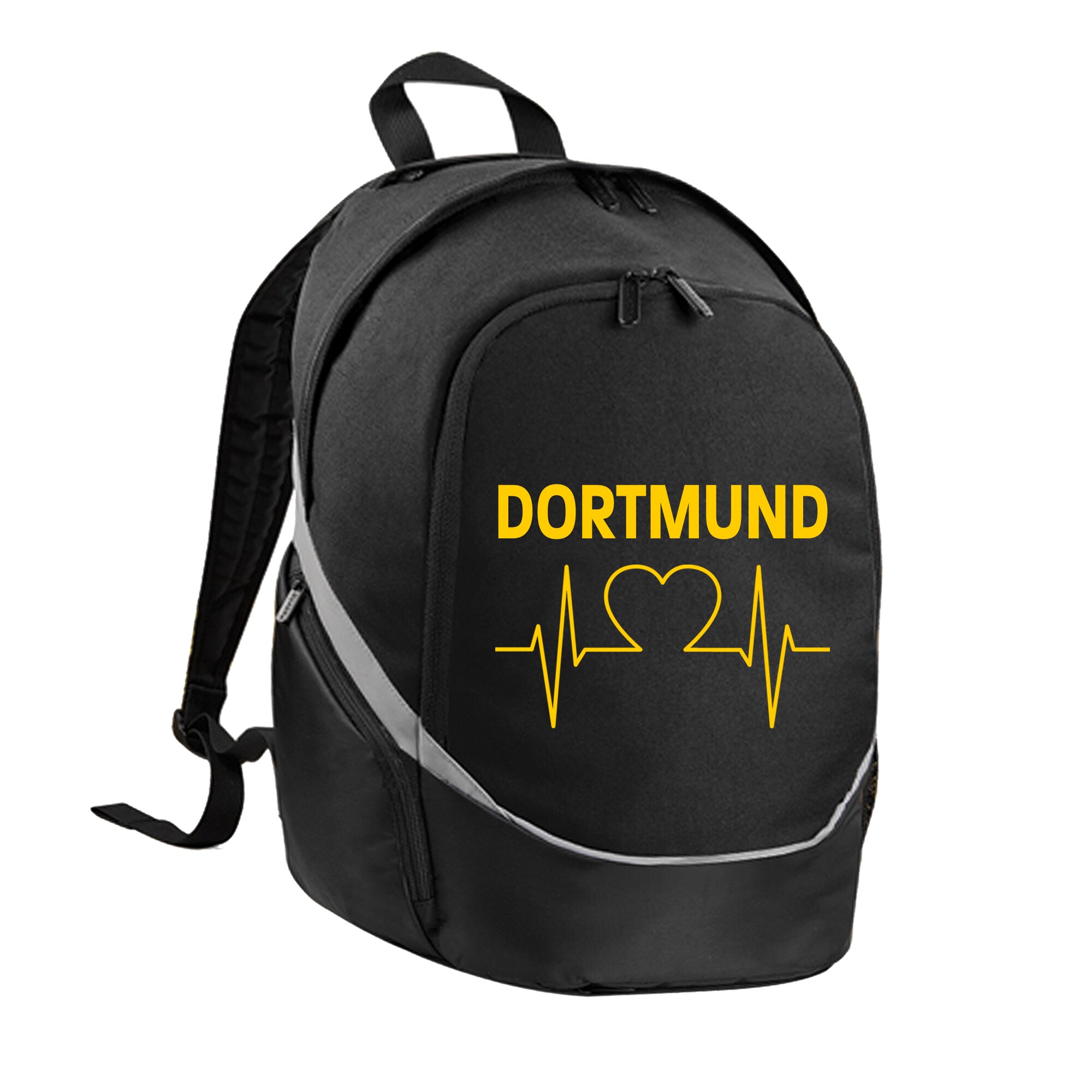 multifanshop Rucksack - Dortmund - Herzschlag - Druck gelb - Tasche 
