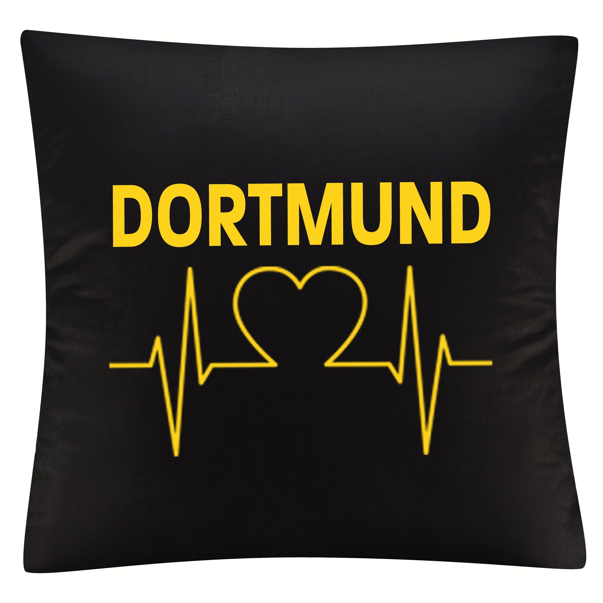 multifanshop Kissenbezug - Dortmund - Herzschlag - Druck gelb - Kissen 