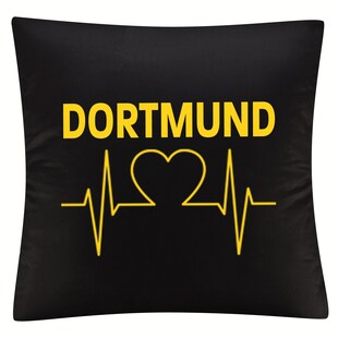 multifanshop Kissenbezug - Dortmund - Herzschlag - Druck gelb - Kissen 