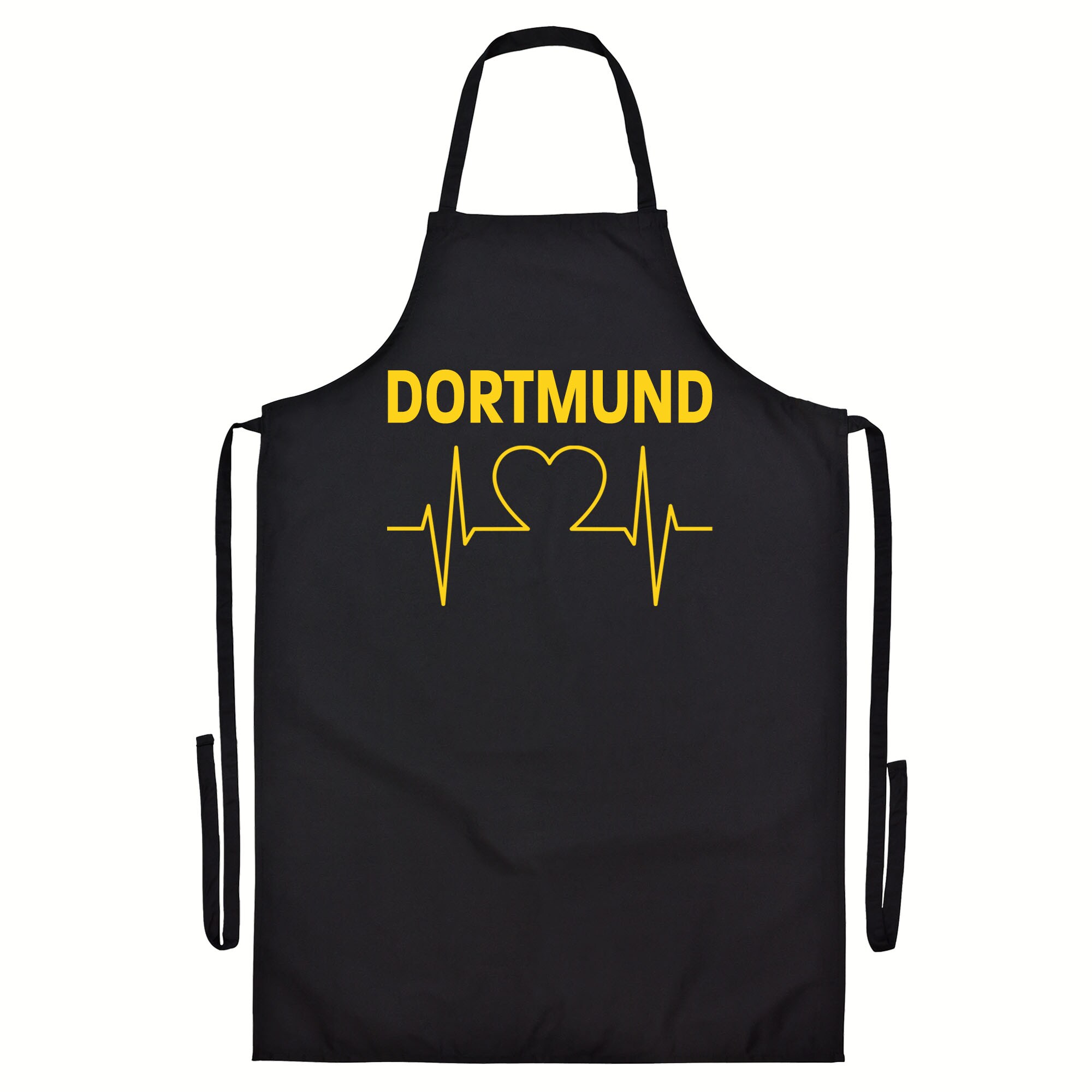multifanshop Grillsch&uuml;rze - Dortmund - Herzschlag - Druck gelb - Sch&uuml;rze 