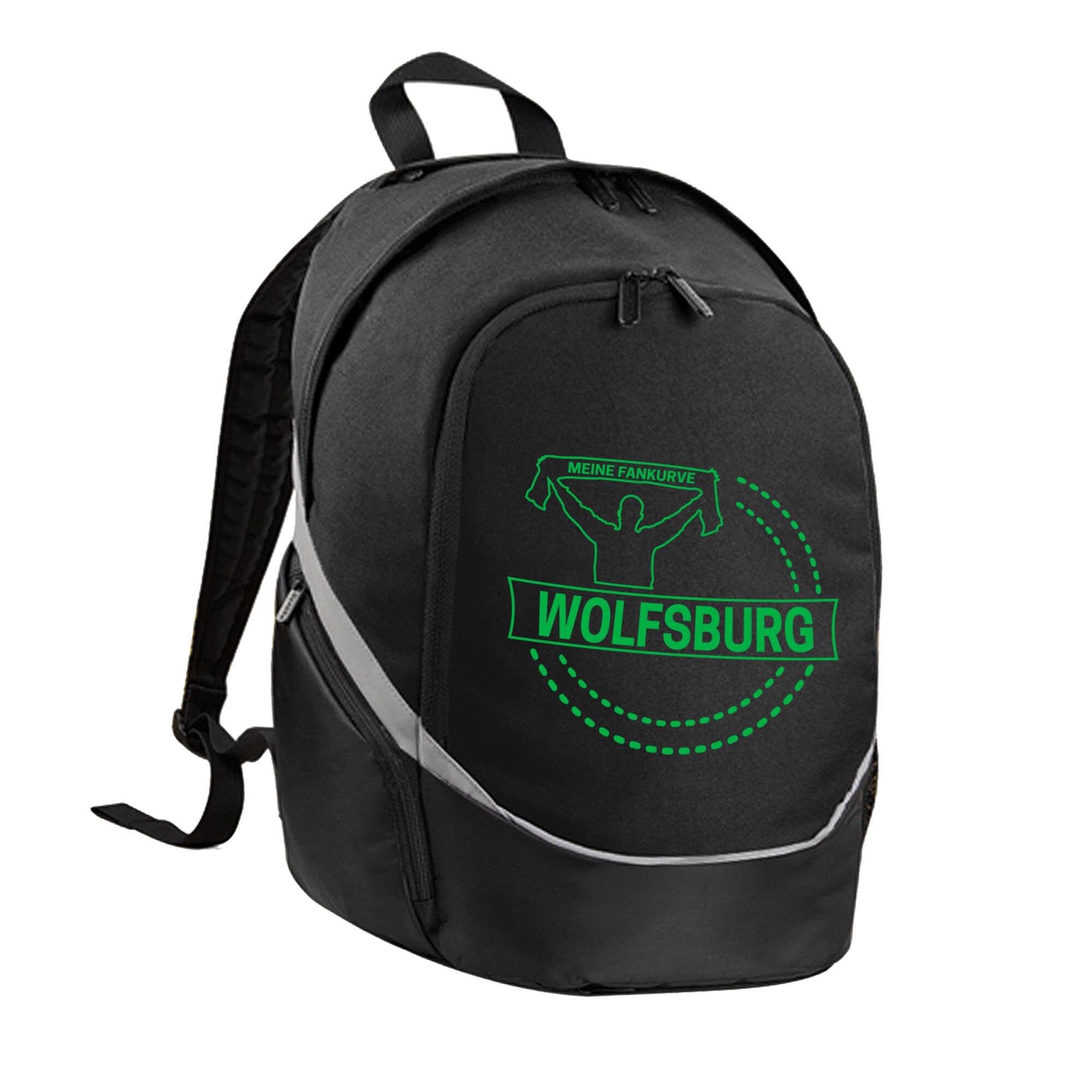 multifanshop Rucksack - Wolfsburg - Meine Fankurve - Druck gr&uuml;n - Tasche 