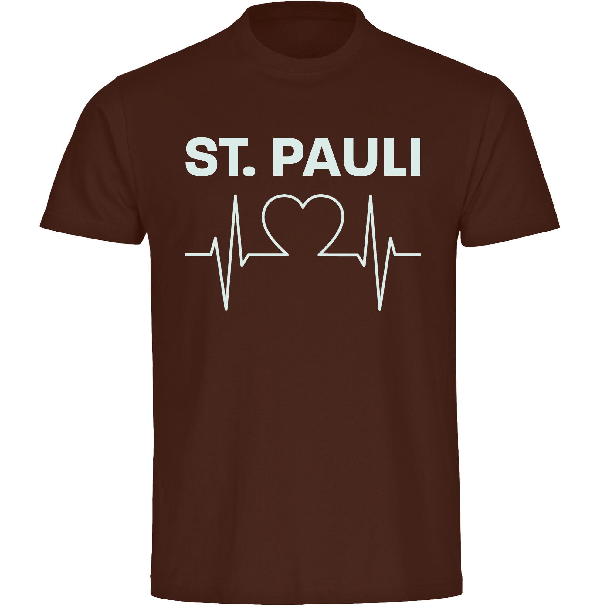 multifanshop Herren T-Shirt - St. Pauli - Herzschlag - Druck wei&szlig; - M&auml;nner 