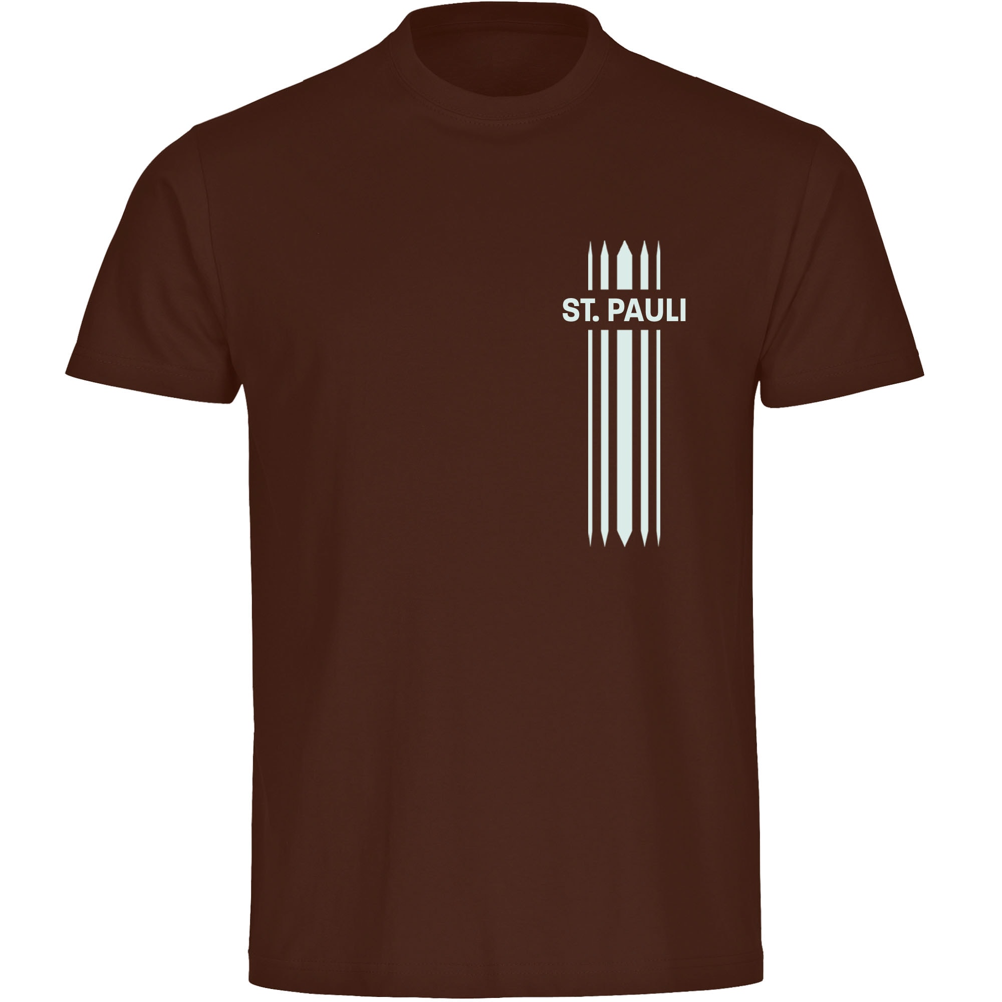 multifanshop Herren T-Shirt - St. Pauli - Streifen - Druck wei&szlig; - M&auml;nner 