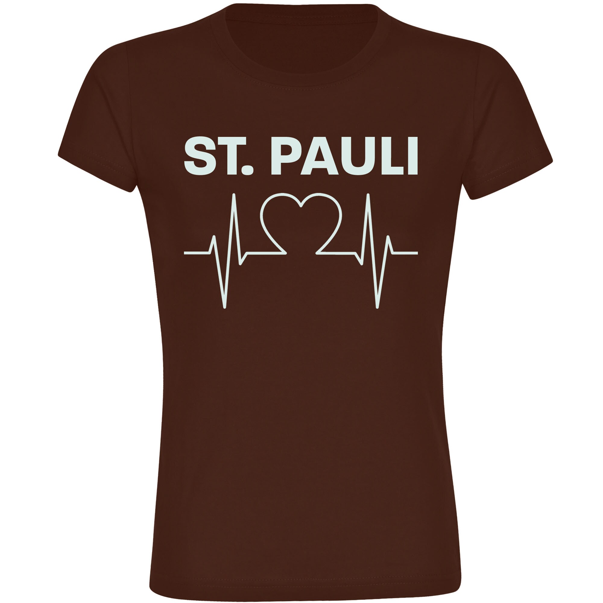 multifanshop Damen T-Shirt - St. Pauli - Herzschlag - Druck wei&szlig; - Frauen 