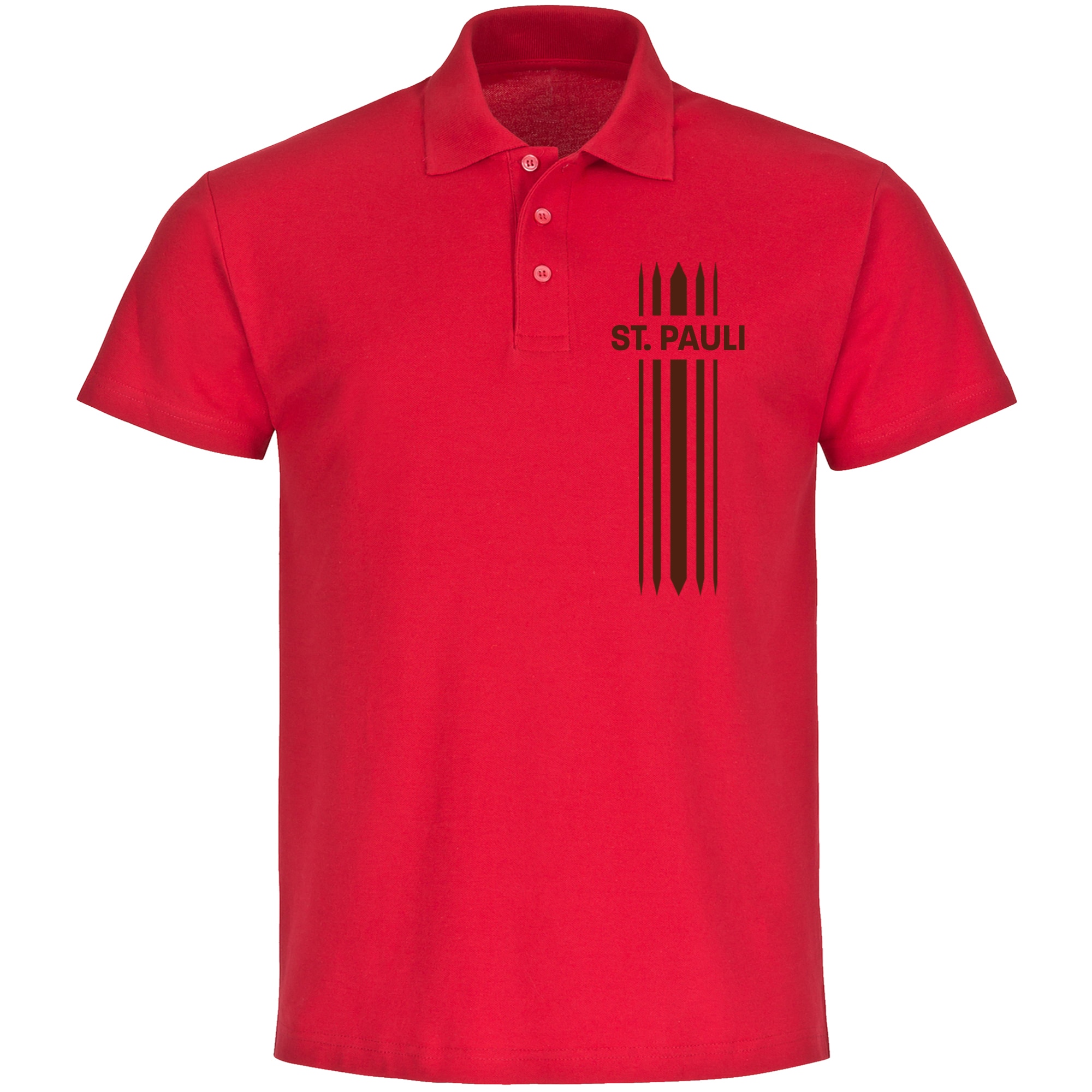 multifanshop Poloshirt - St. Pauli - Streifen - Druck braun - Polo 