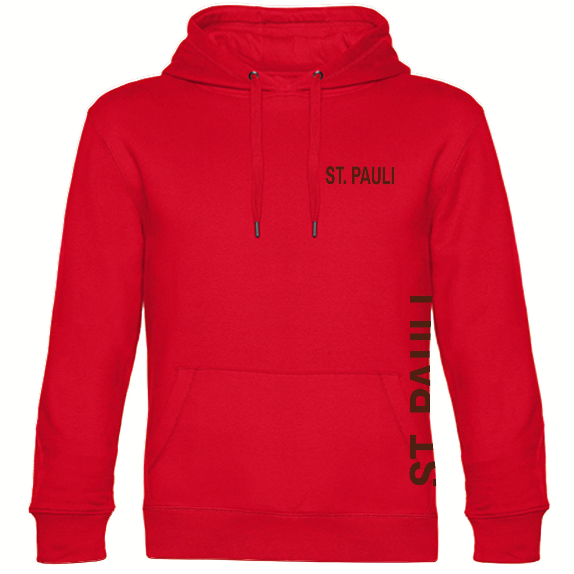 multifanshop Kapuzen Sweatshirt - St. Pauli - Brust & Seite - Druck braun - Hoodie 