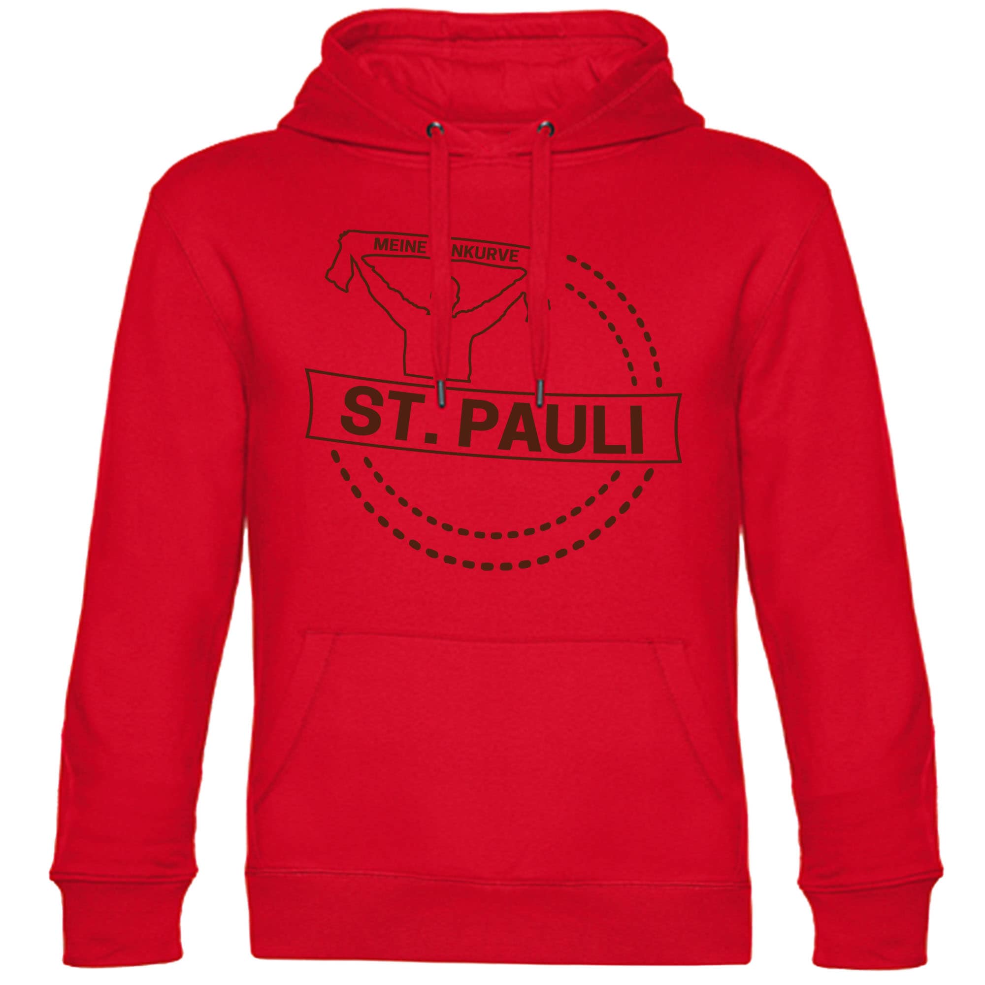 multifanshop Kapuzen Sweatshirt - St. Pauli - Meine Fankurve - Druck braun - Hoodie 