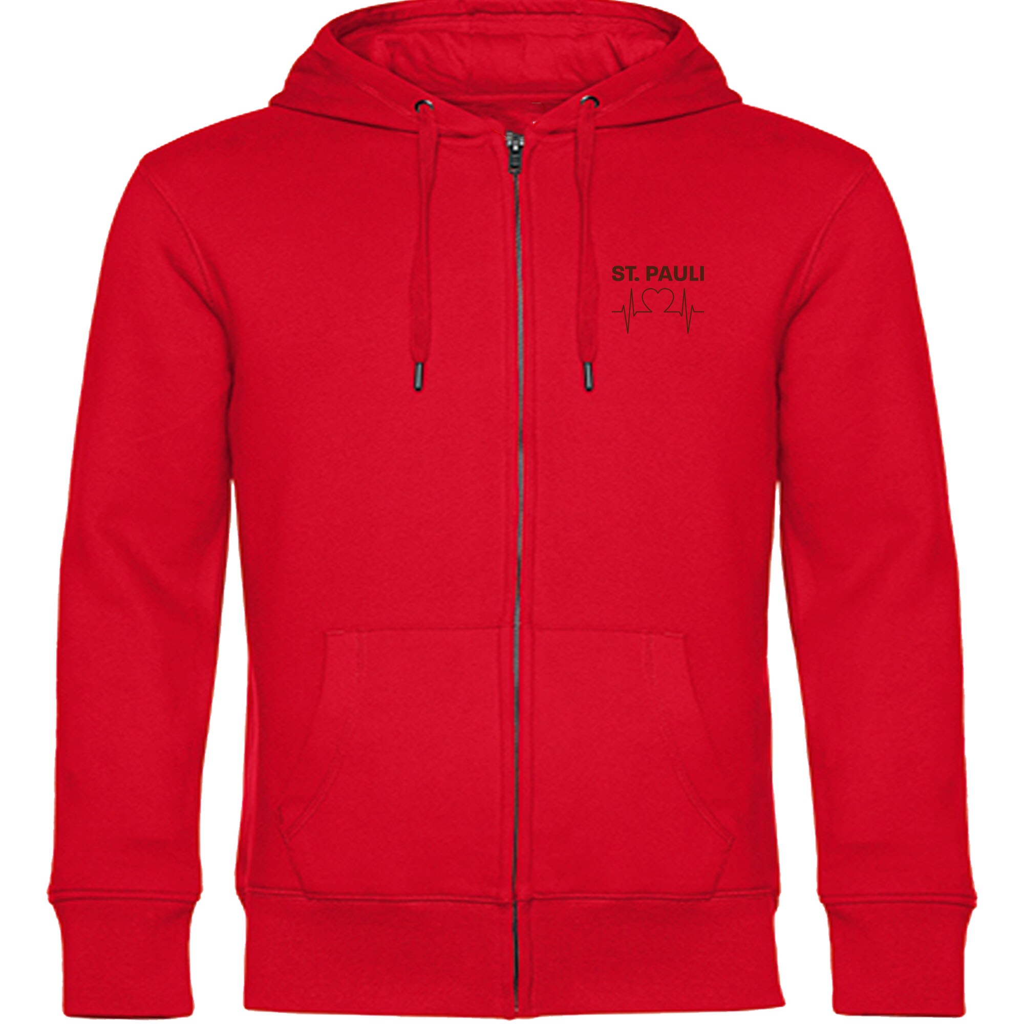 multifanshop Kapuzen Sweatshirt Jacke - St. Pauli - Herzschlag - Druck braun - Sweat 