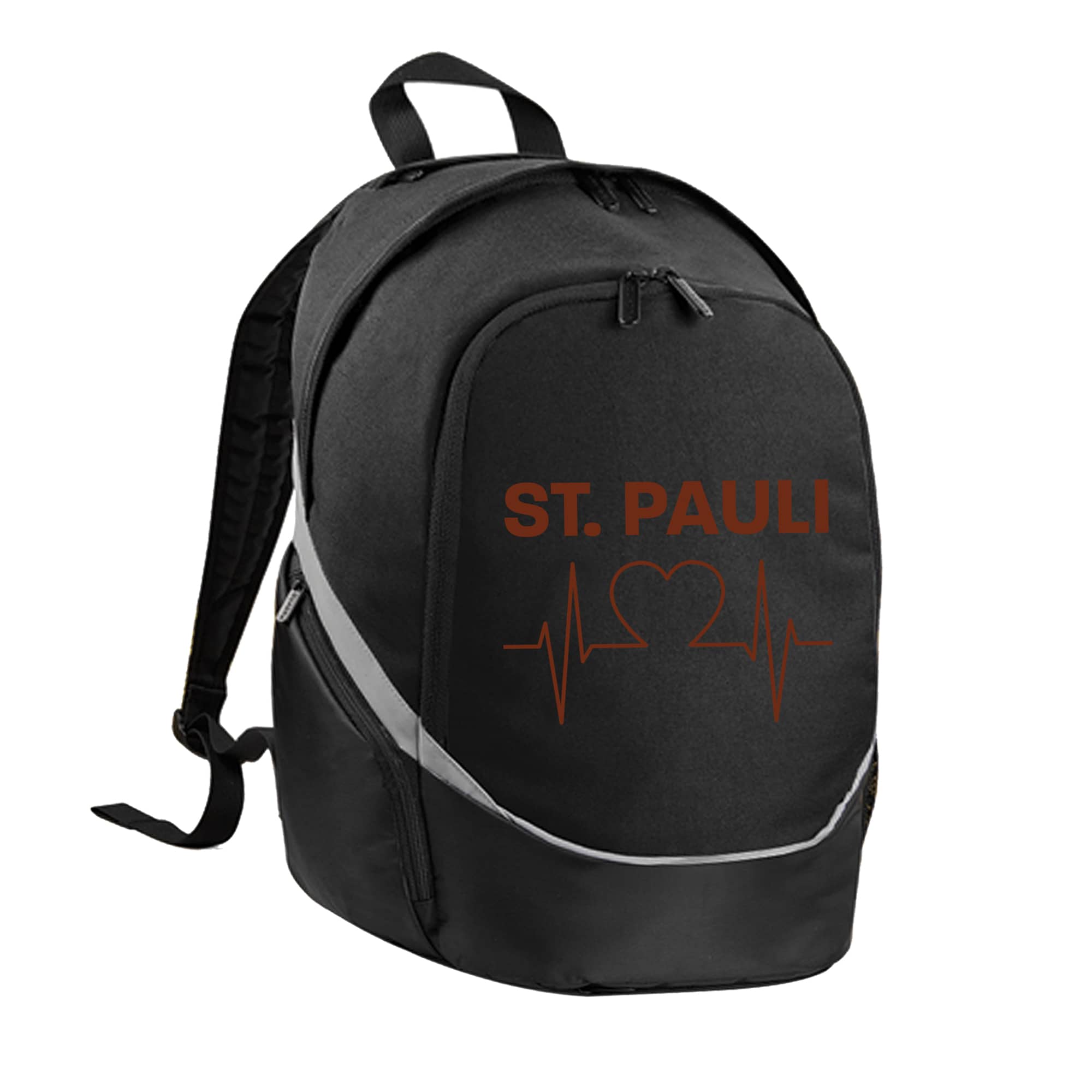 multifanshop Rucksack - St. Pauli - Herzschlag - Druck braun - Tasche 