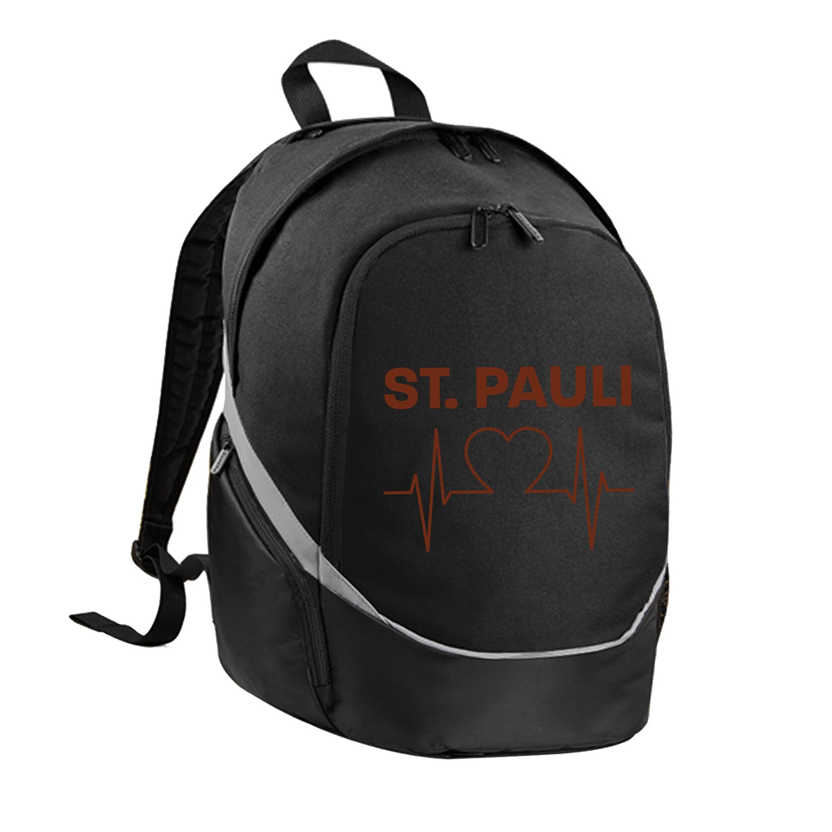 Rucksack - St. Pauli - Herzschlag - Druck braun - Tasche
