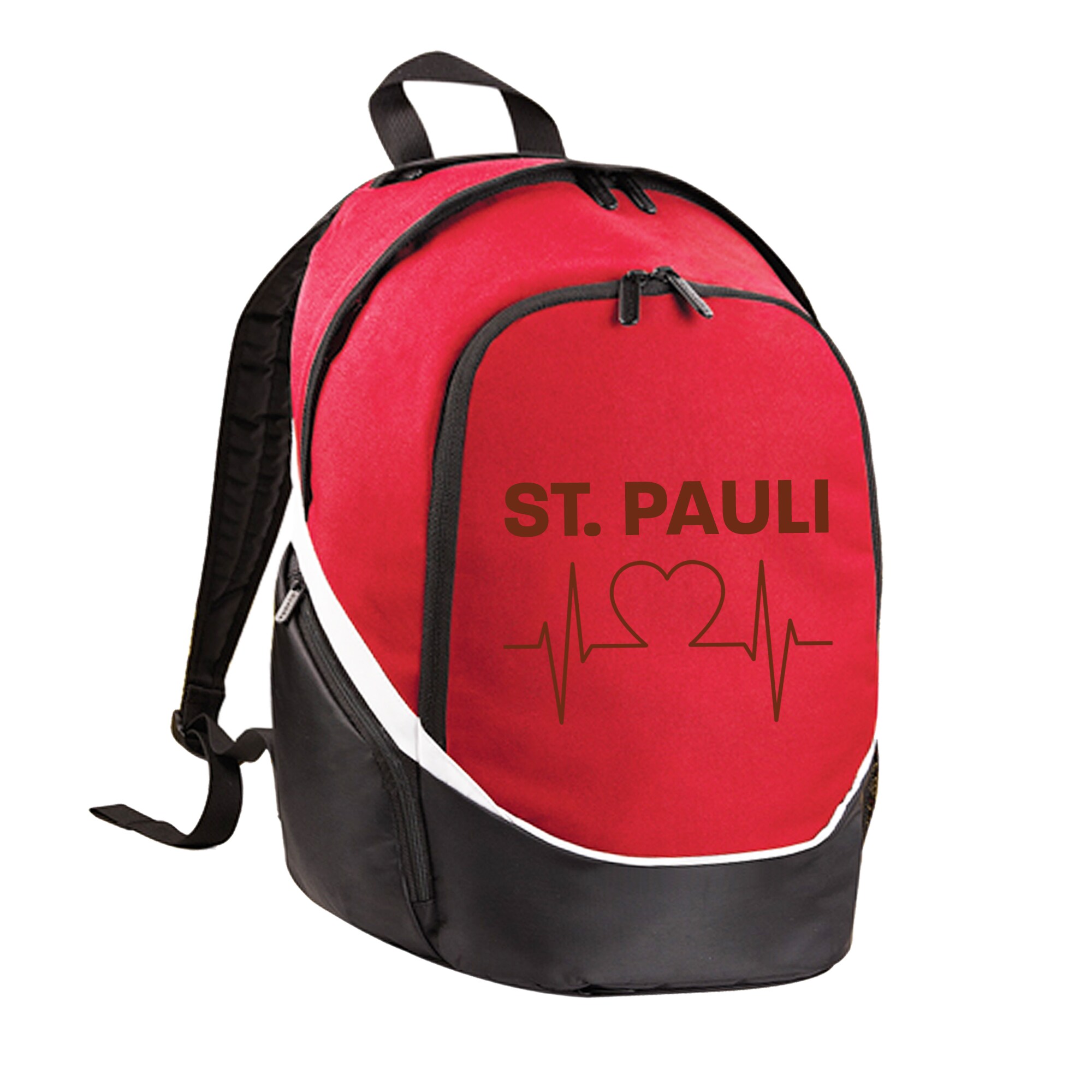 multifanshop Rucksack - St. Pauli - Herzschlag - Druck braun - Tasche 