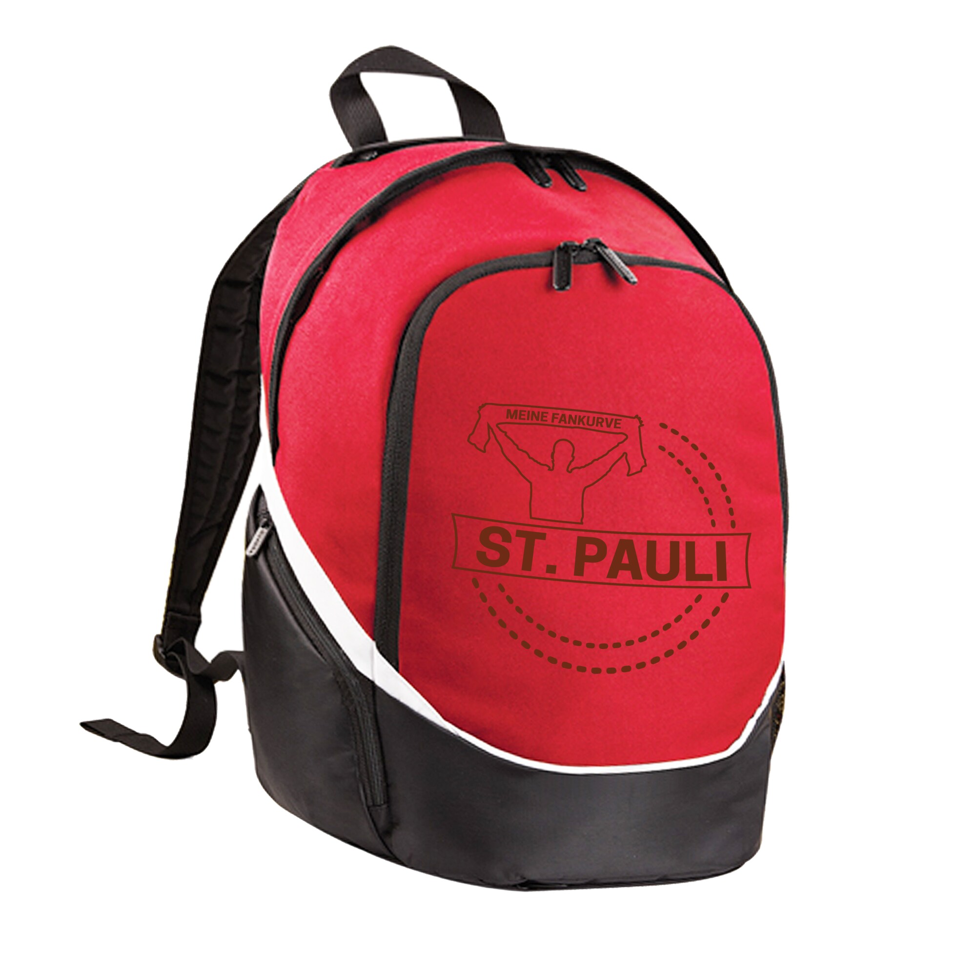 multifanshop Rucksack - St. Pauli - Meine Fankurve - Druck braun - Tasche 