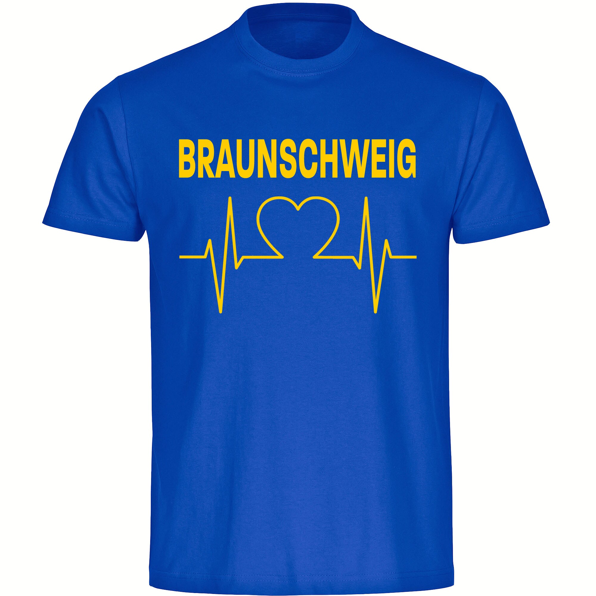 multifanshop Herren T-Shirt - Braunschweig - Herzschlag - Druck gelb - M&auml;nner 