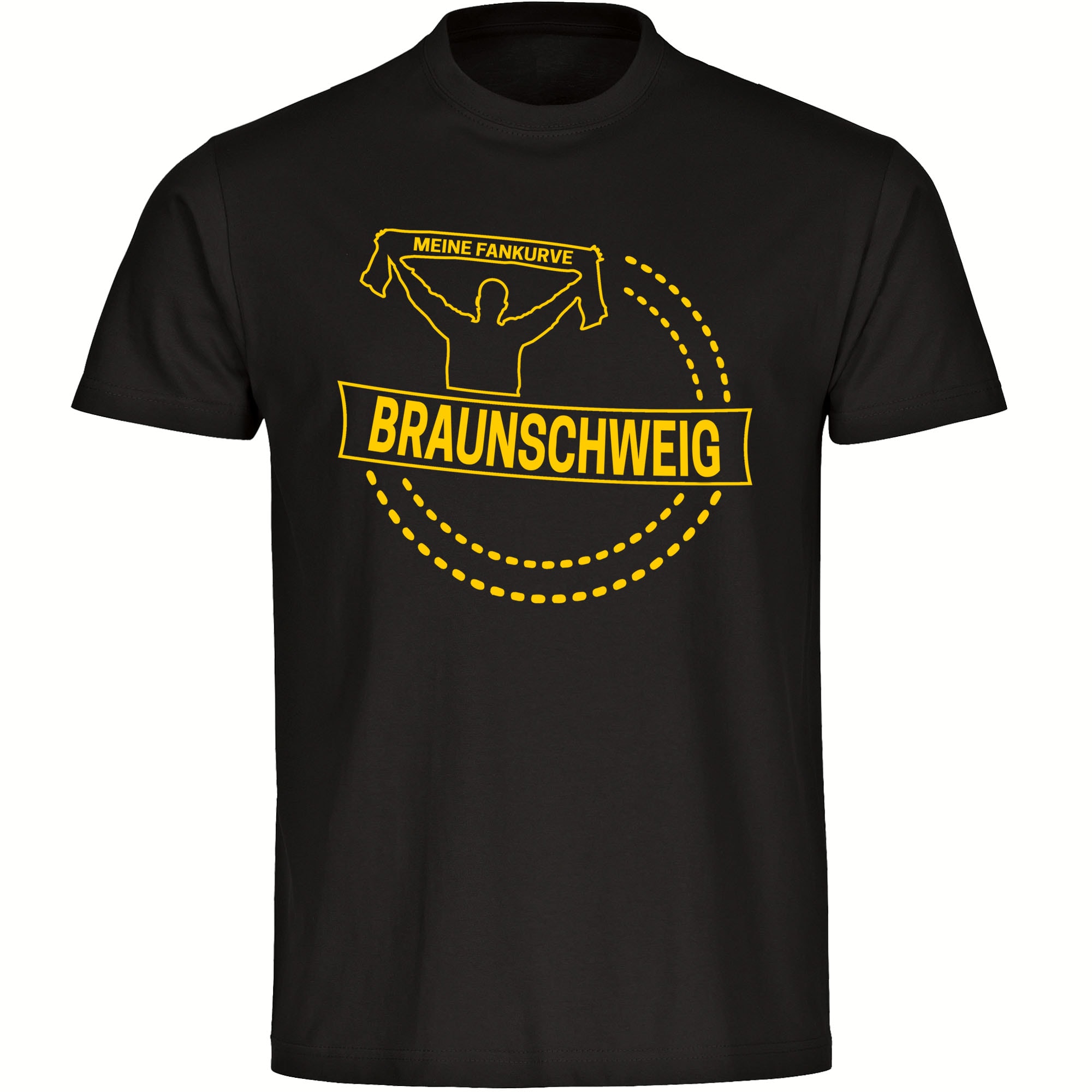 multifanshop Herren T-Shirt - Braunschweig - Meine Fankurve - Druck gelb - M&auml;nner 
