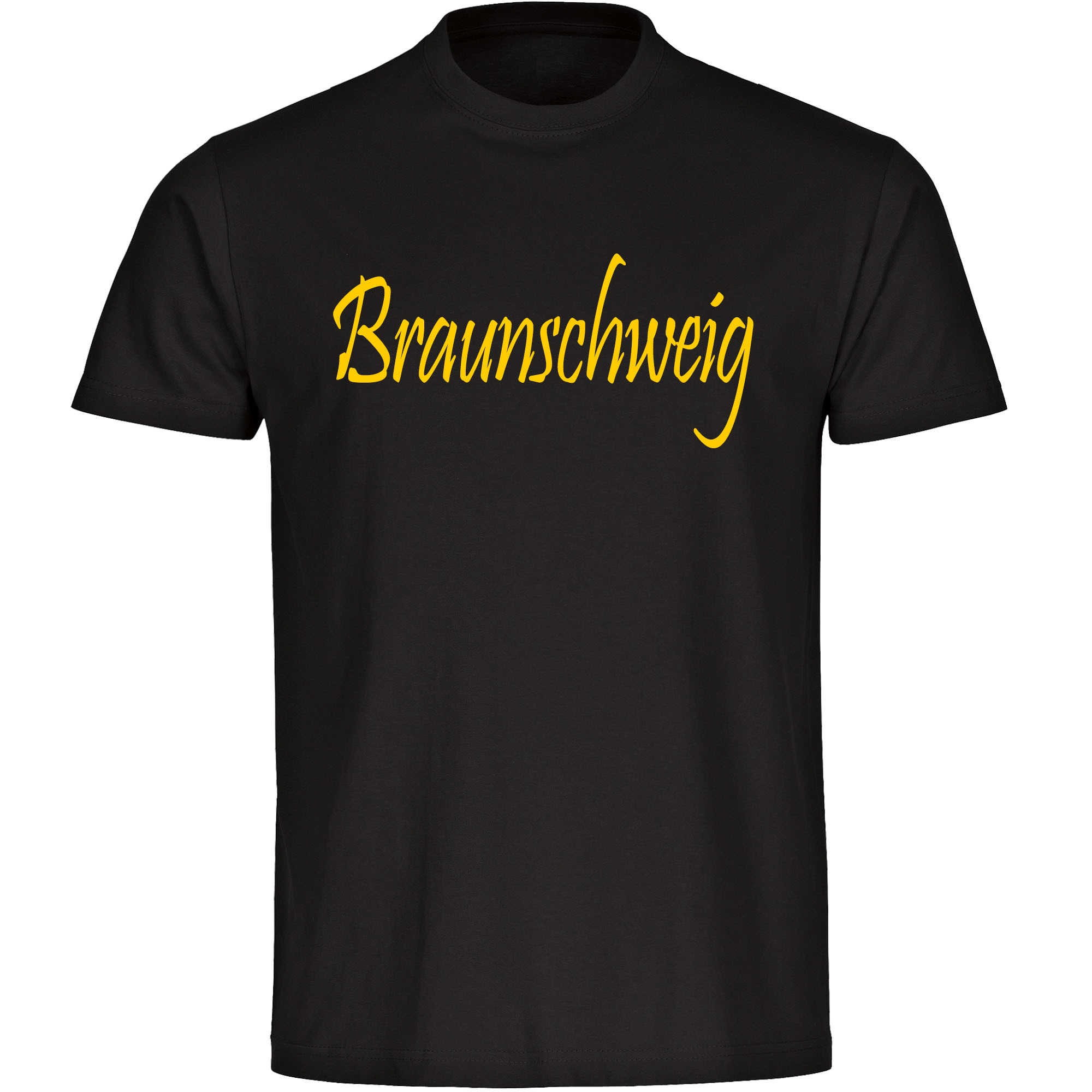 multifanshop Herren T-Shirt - Braunschweig - Schriftzug - Druck gelb - M&auml;nner 