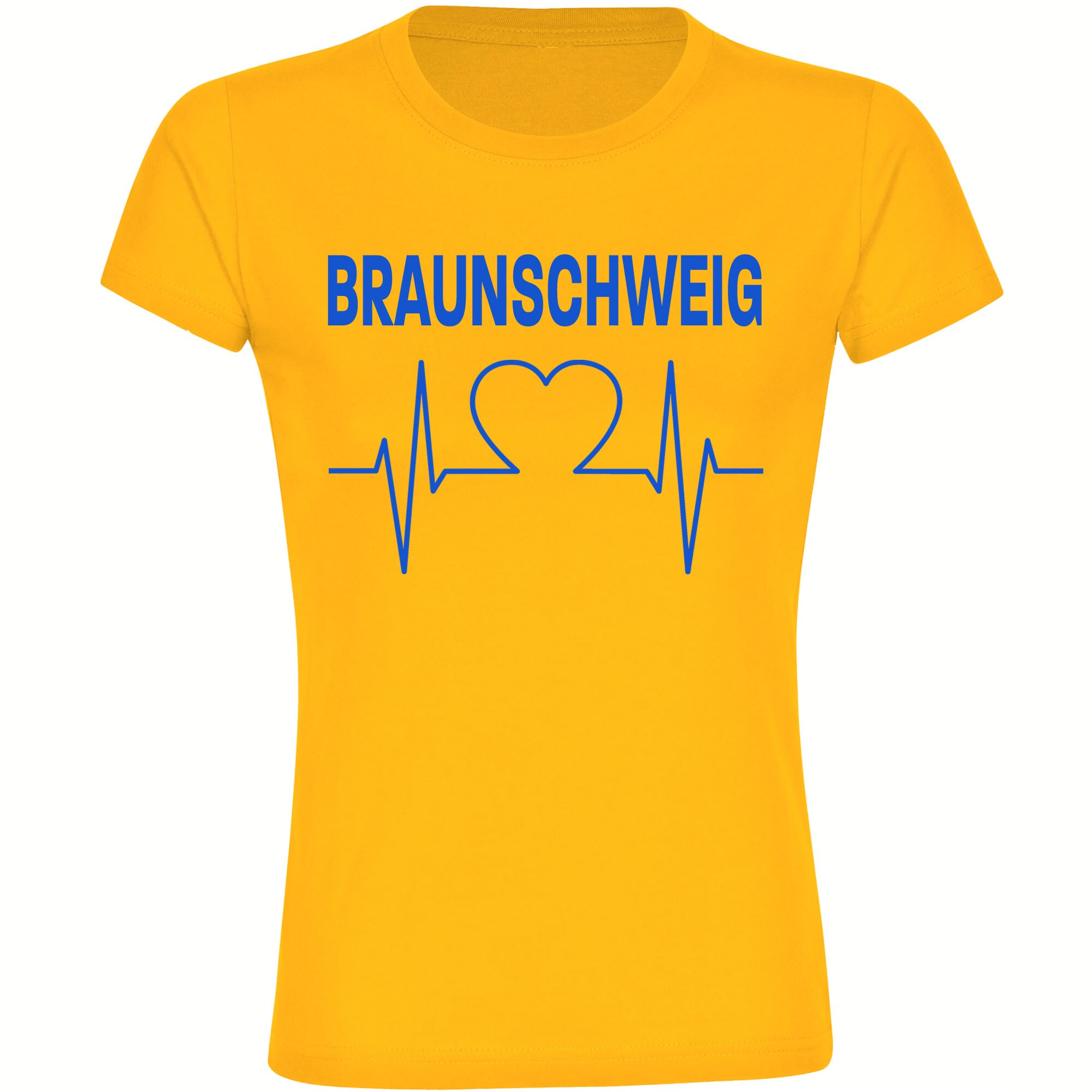 multifanshop Damen T-Shirt - Braunschweig - Herzschlag - Druck blau - Frauen 