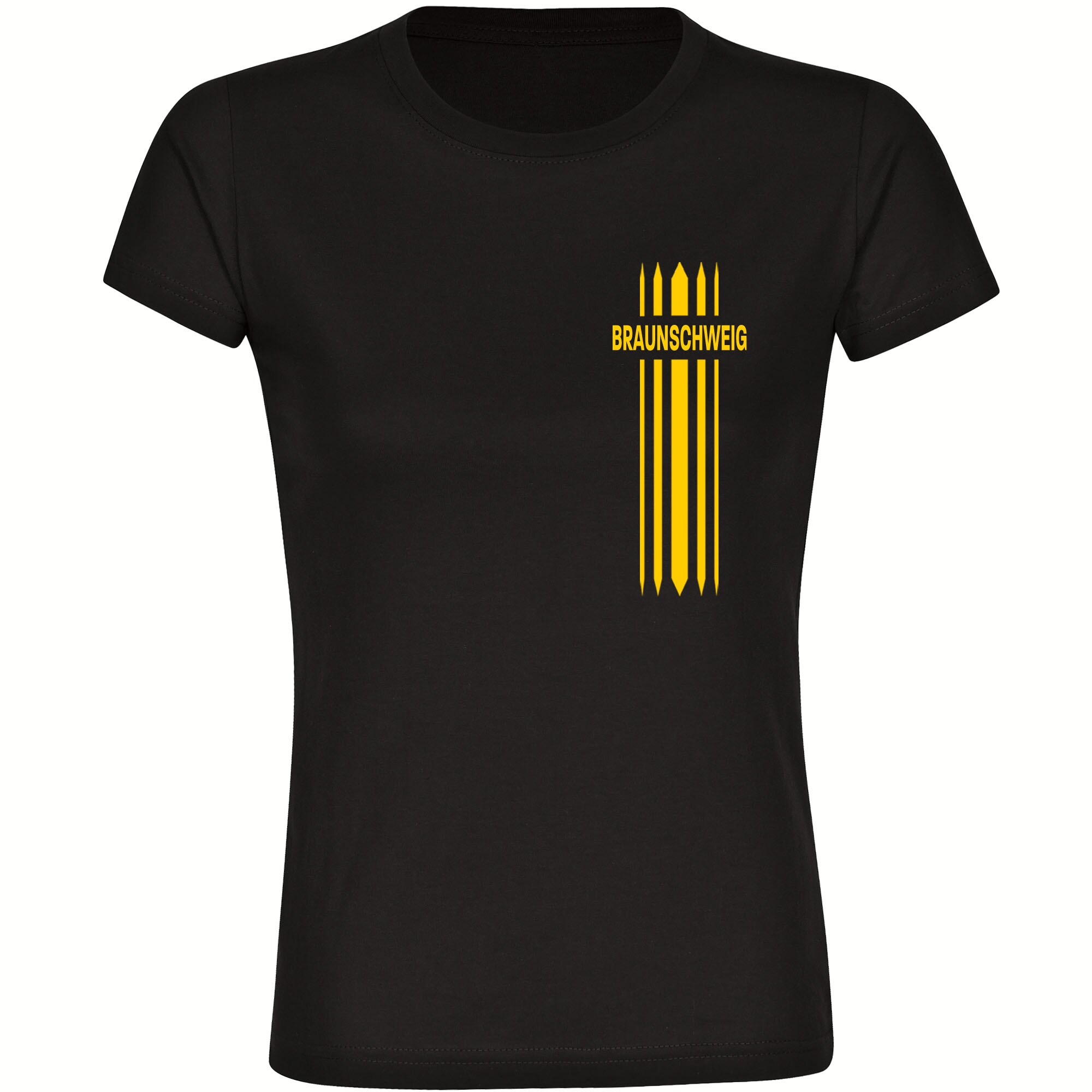 multifanshop Damen T-Shirt - Braunschweig - Streifen - Druck gelb - Frauen 